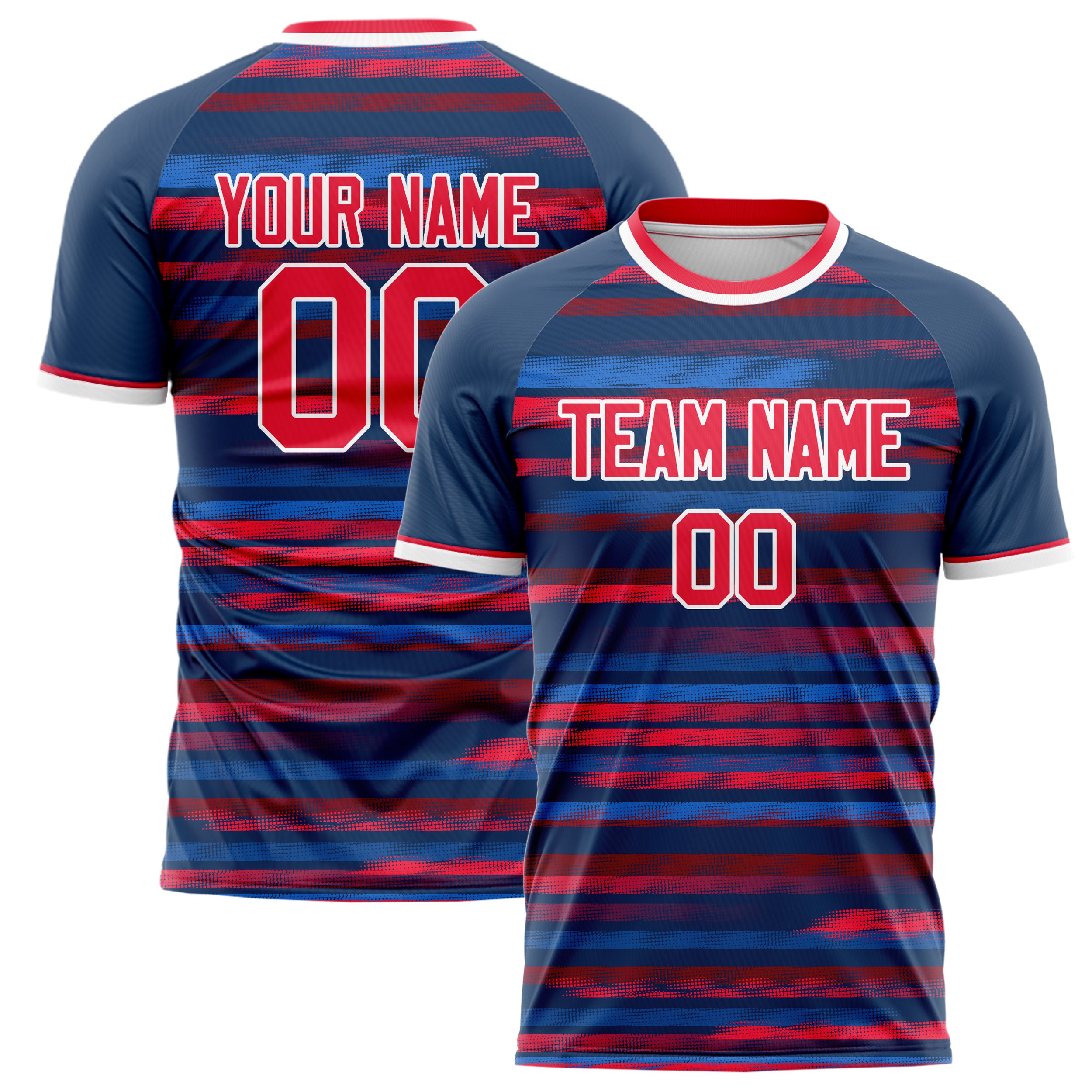 Personalized Navy & Red Pattern Soccer Jersey
