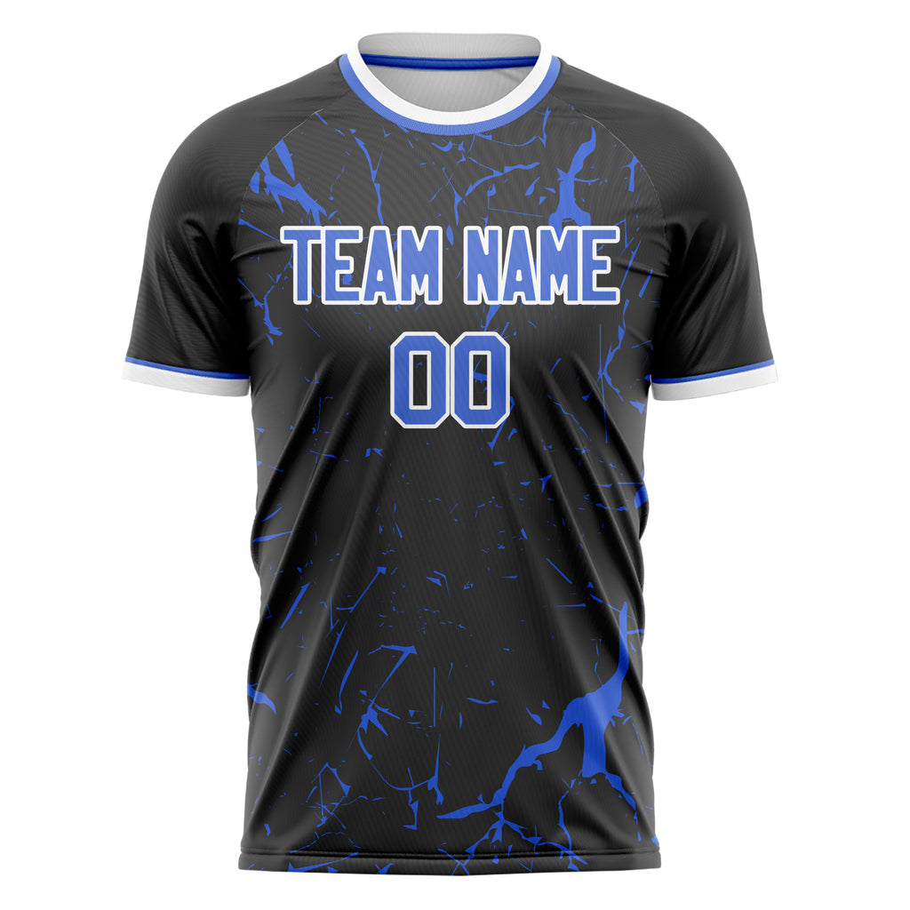 Personalized Black & Blue Pattern Soccer Jersey