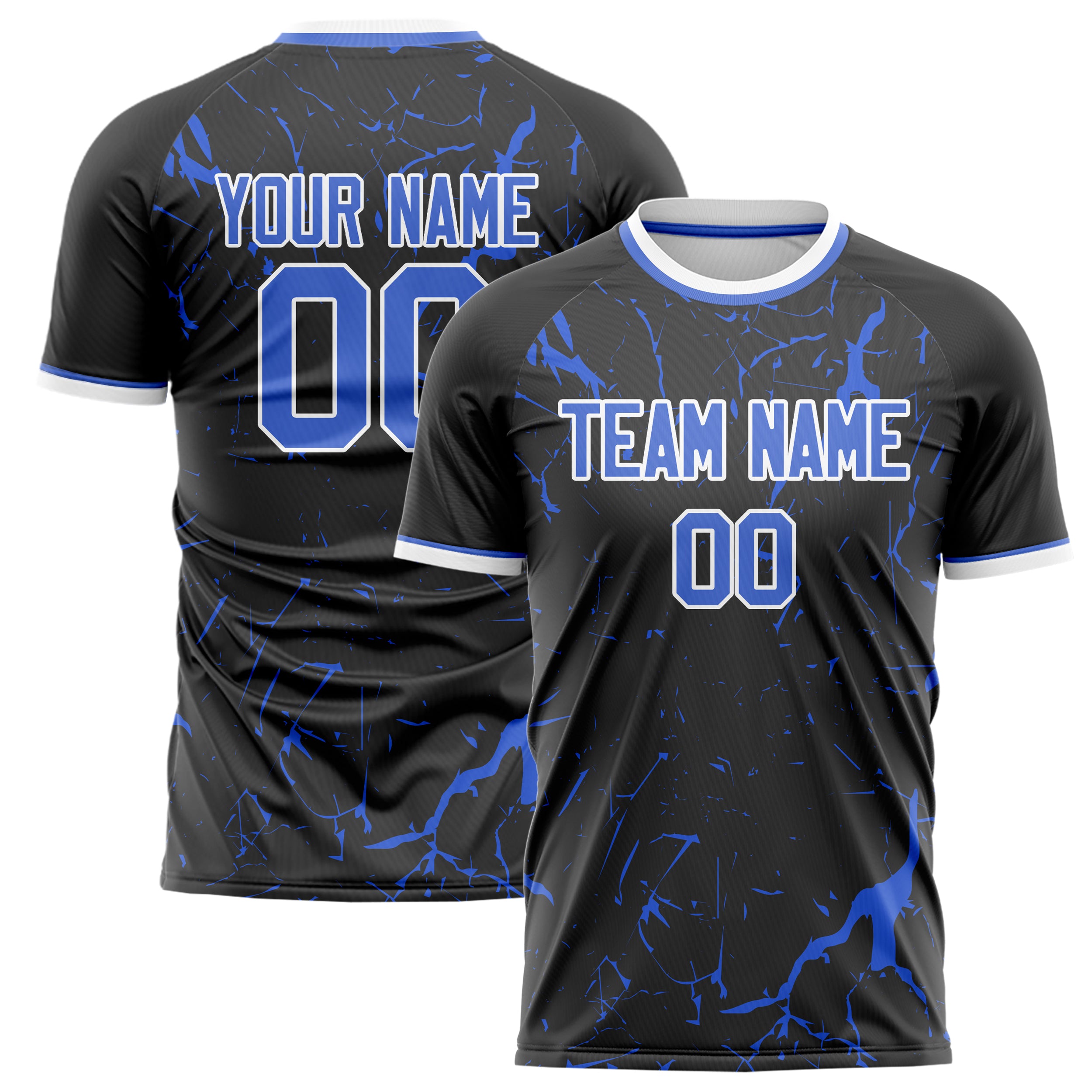 Personalized Black & Blue Pattern Soccer Jersey