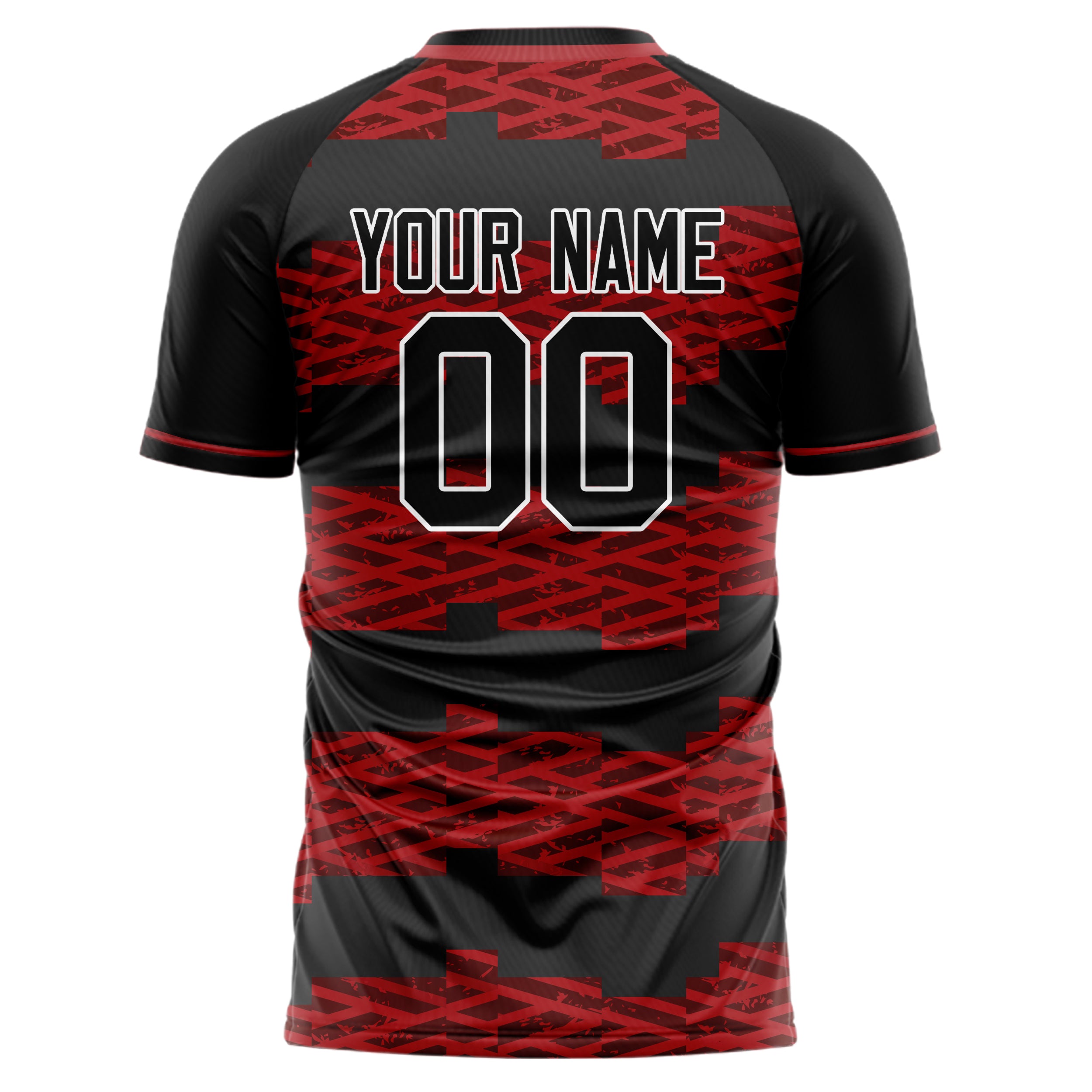 Personalized Black & Red Pattern Soccer Jersey
