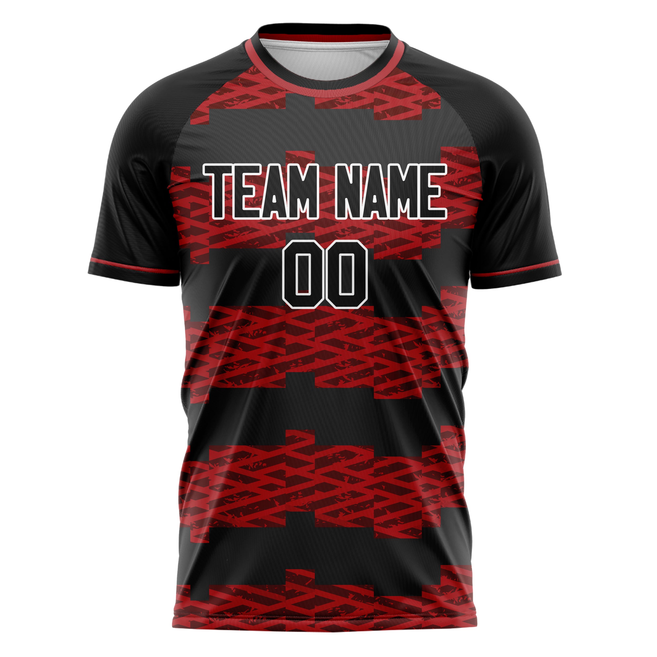 Personalized Black & Red Pattern Soccer Jersey