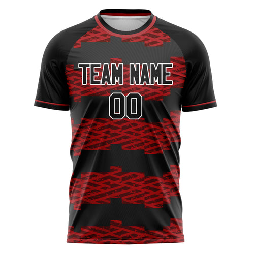 Personalized Black & Red Pattern Soccer Jersey