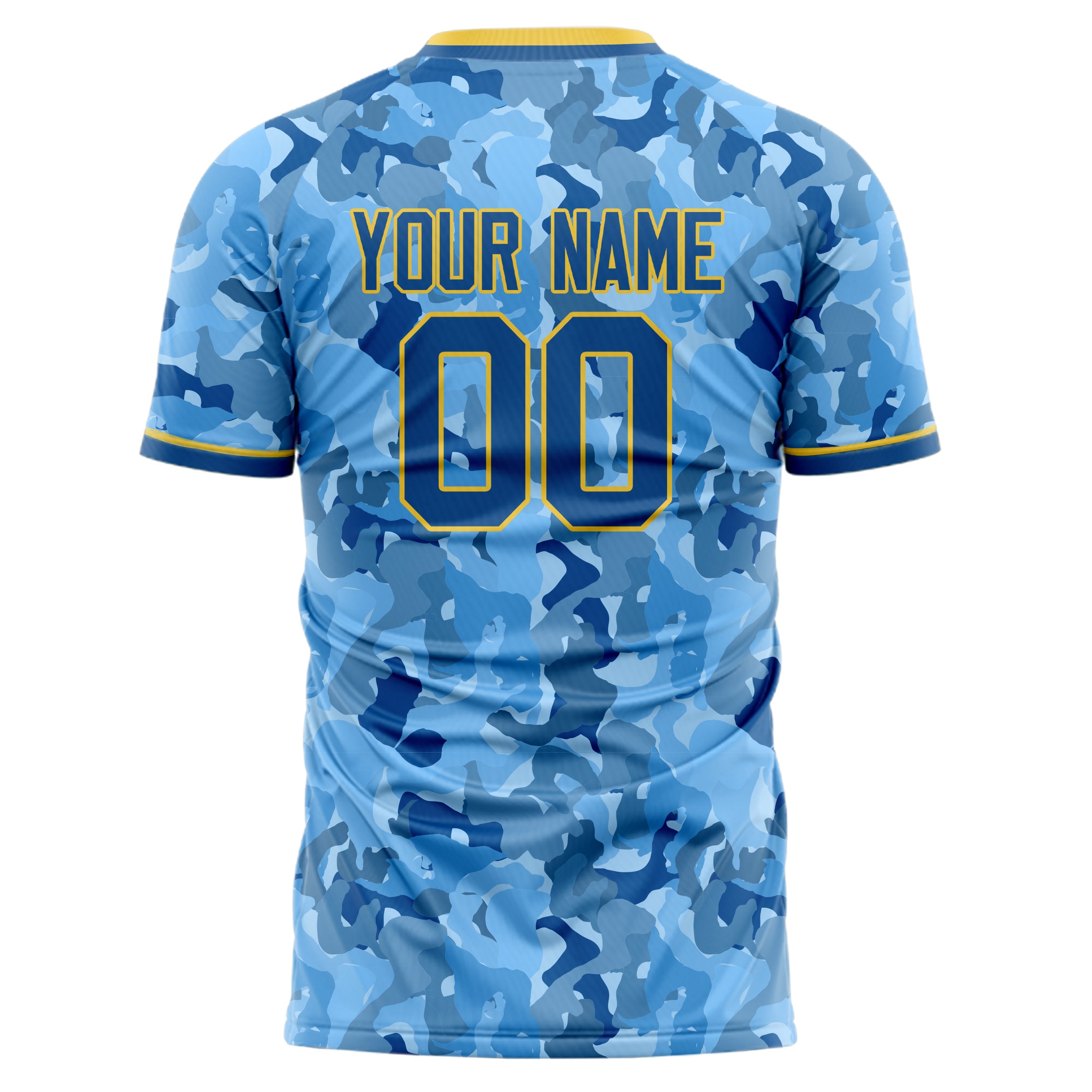 Personalized Blue & Gold Pattern Soccer Jersey