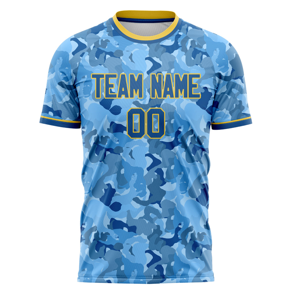 Personalized Blue & Gold Pattern Soccer Jersey