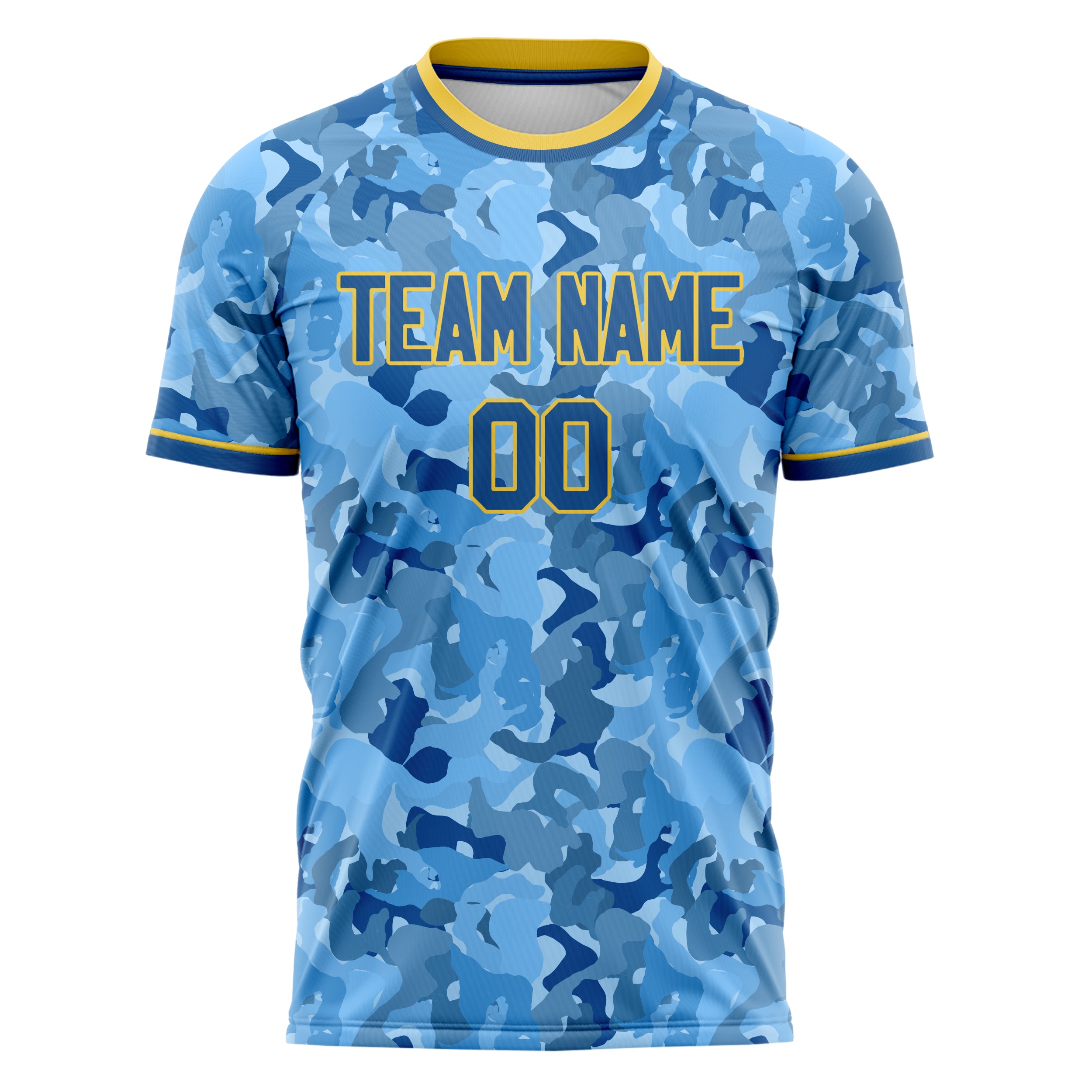 Personalized Blue & Gold Pattern Soccer Jersey