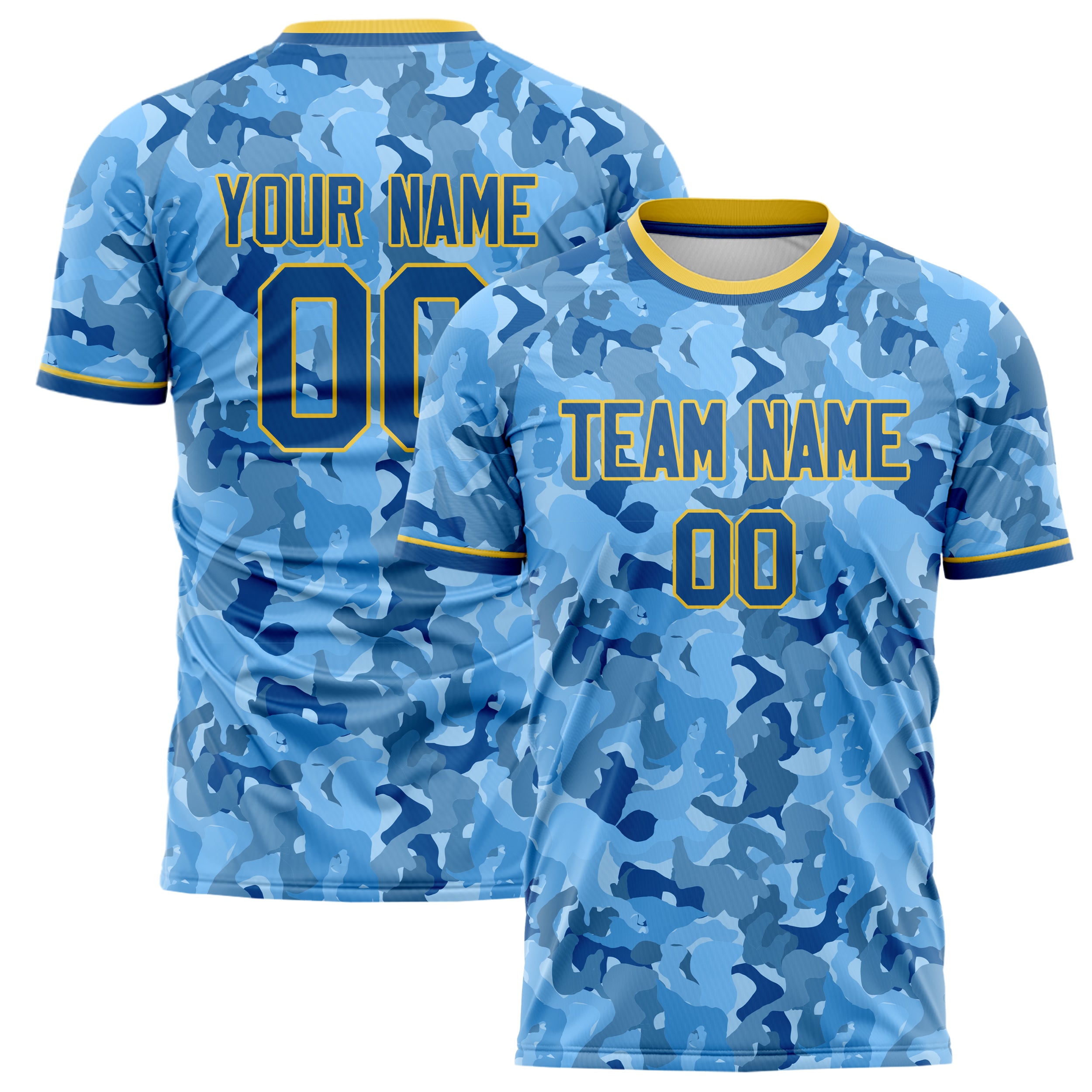 Personalized Blue & Gold Pattern Soccer Jersey