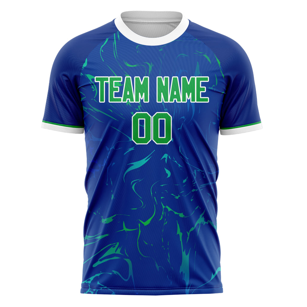 Personalized Royal & Kelly Green Pattern Soccer Jersey