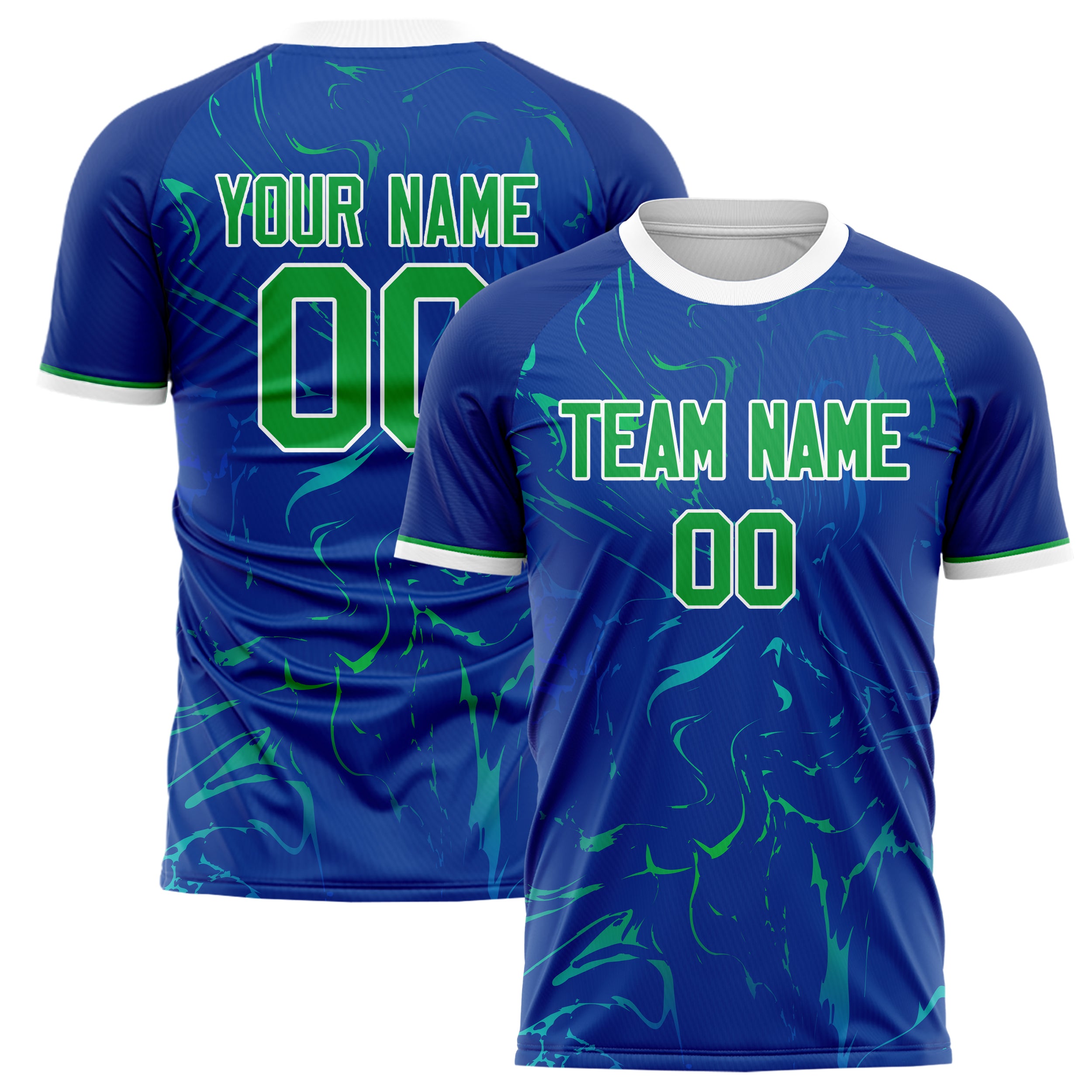 Personalized Royal & Kelly Green Pattern Soccer Jersey