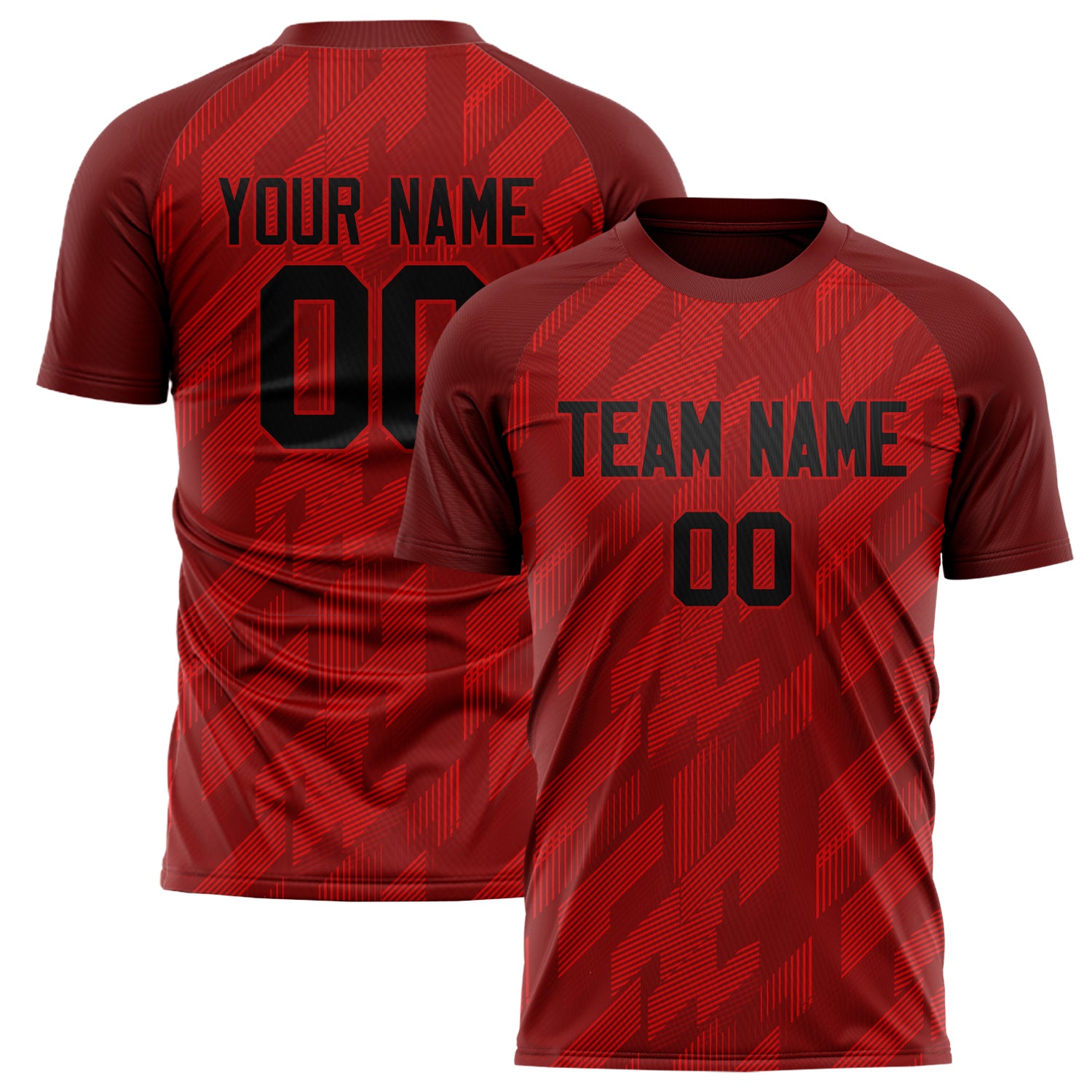Personalized Red & Black Pattern Soccer Jersey