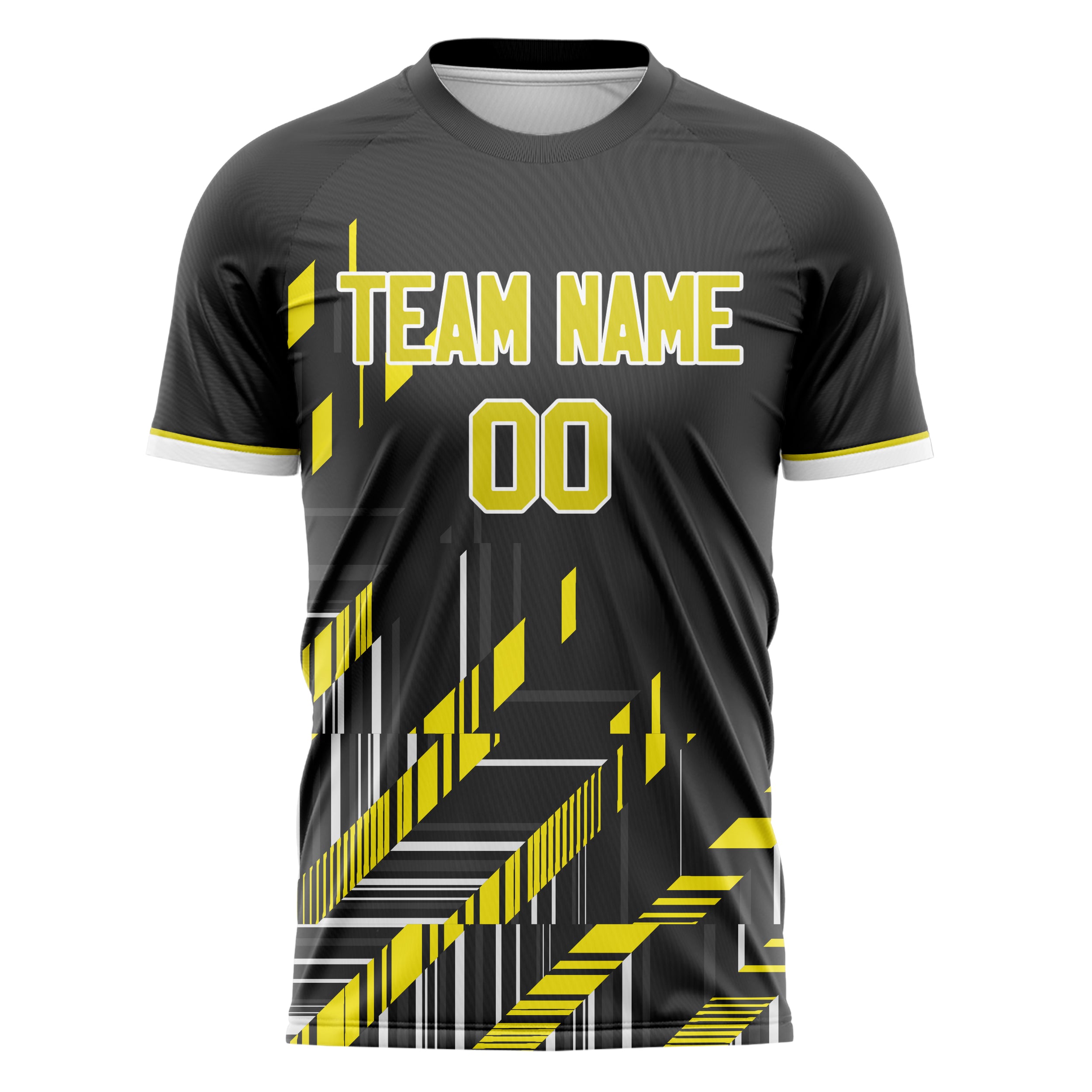 Personalized Black & Yellow Pattern Soccer Jersey