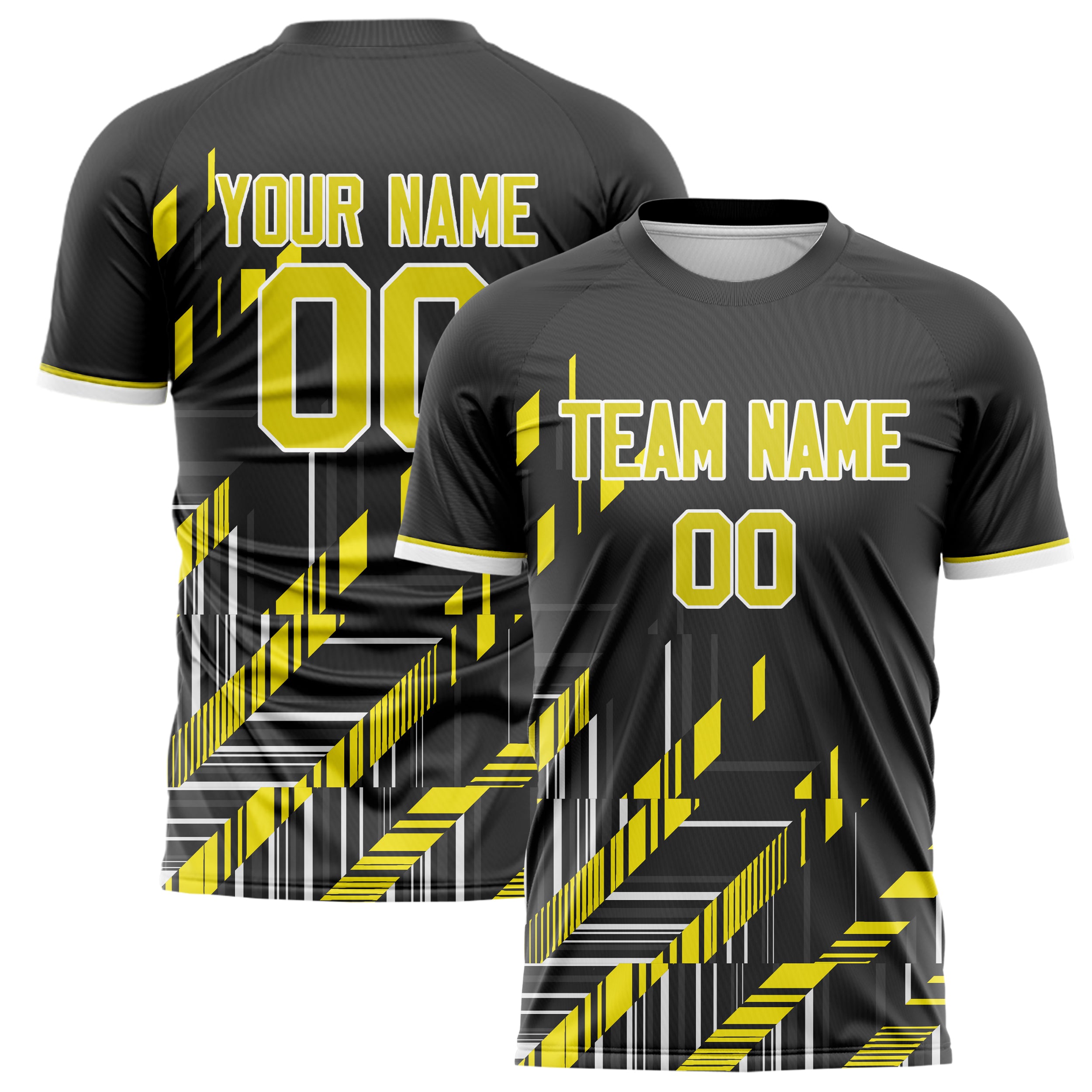 Personalized Black & Yellow Pattern Soccer Jersey
