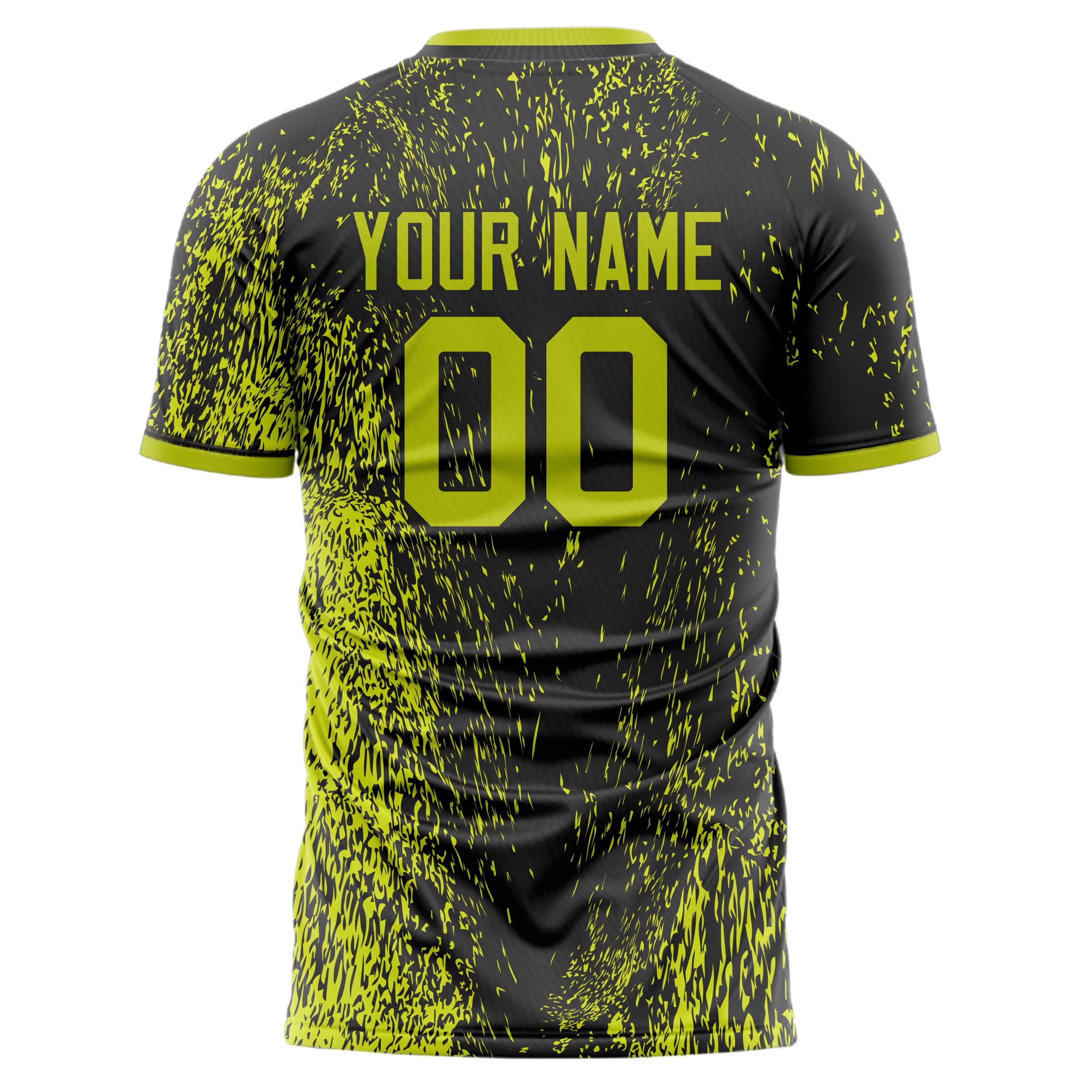 Personalized Black & Neon Yellow Pattern Soccer Jersey