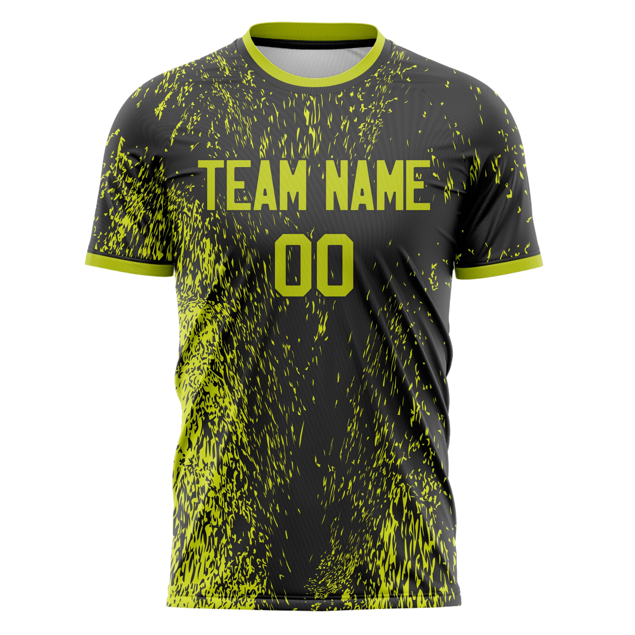 Personalized Black & Neon Yellow Pattern Soccer Jersey