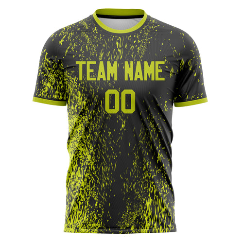 Personalized Black & Neon Yellow Pattern Soccer Jersey