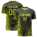 Personalized Black & Neon Yellow Pattern Soccer Jersey