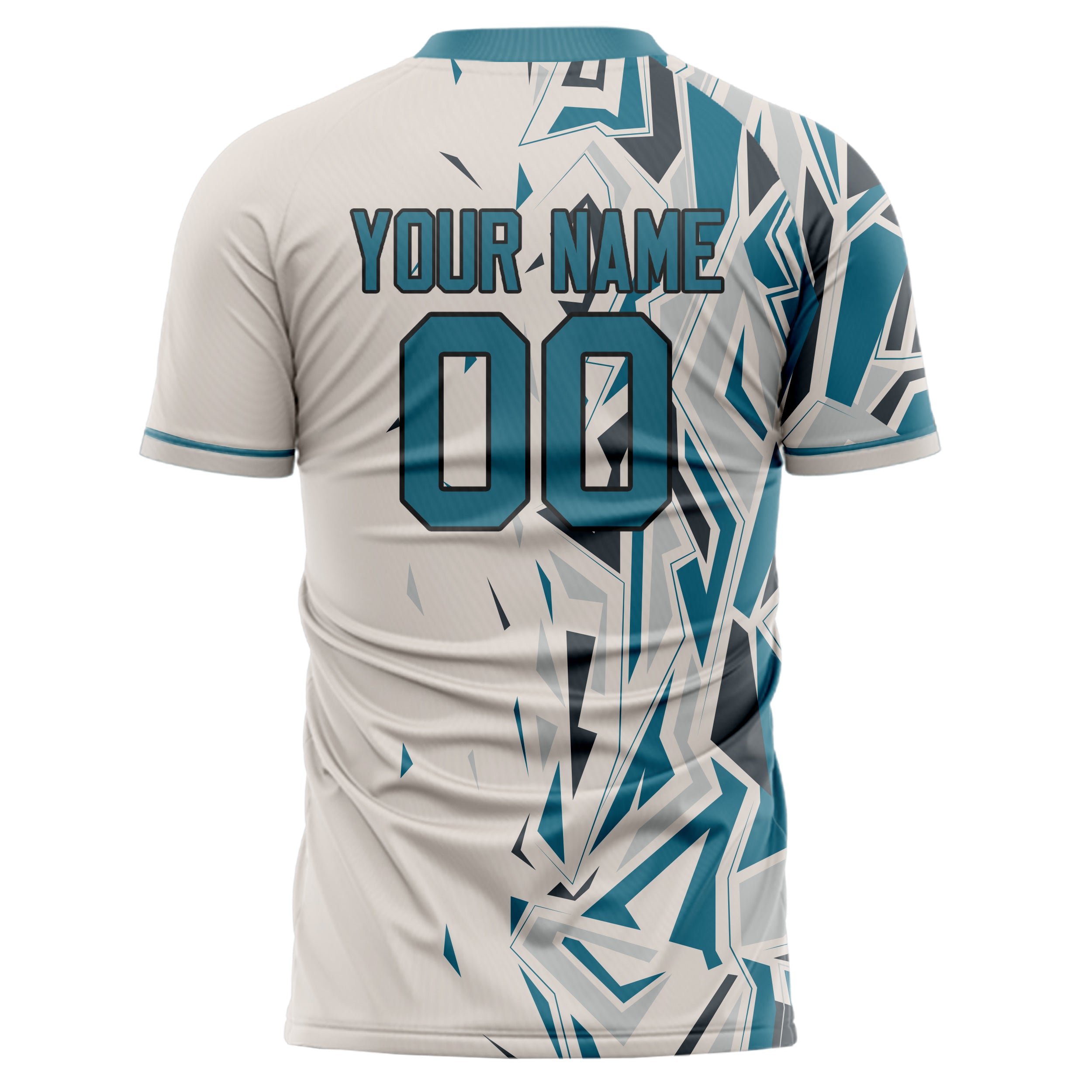Personalized Cream & Teal Pattern Soccer Jersey