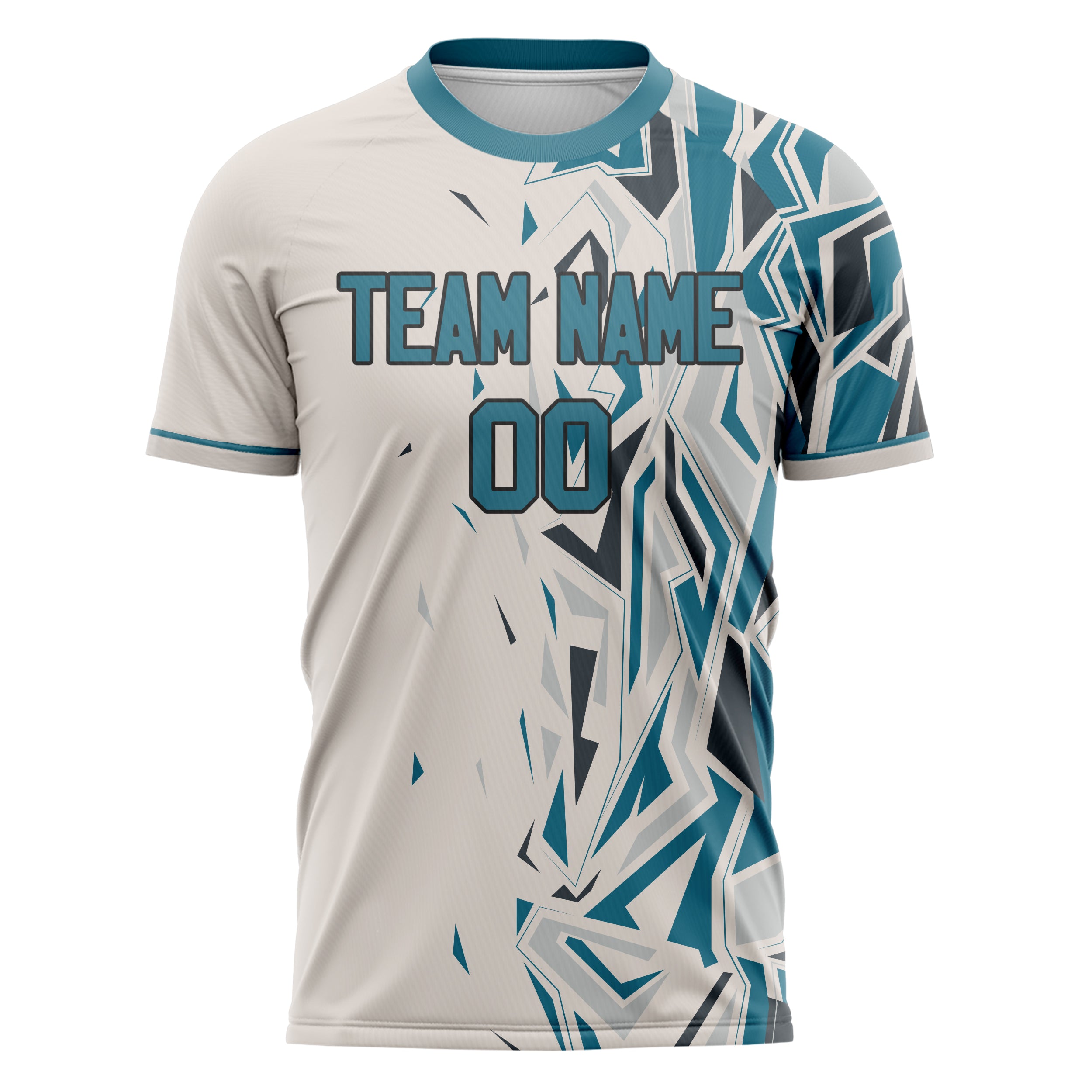 Personalized Cream & Teal Pattern Soccer Jersey
