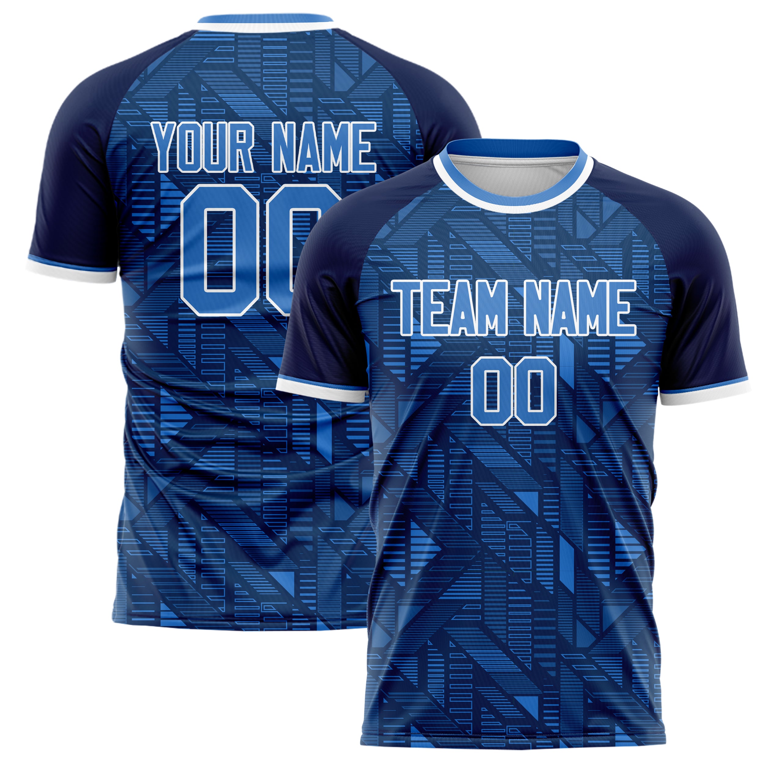 Personalized Navy & White Pattern Soccer Jersey