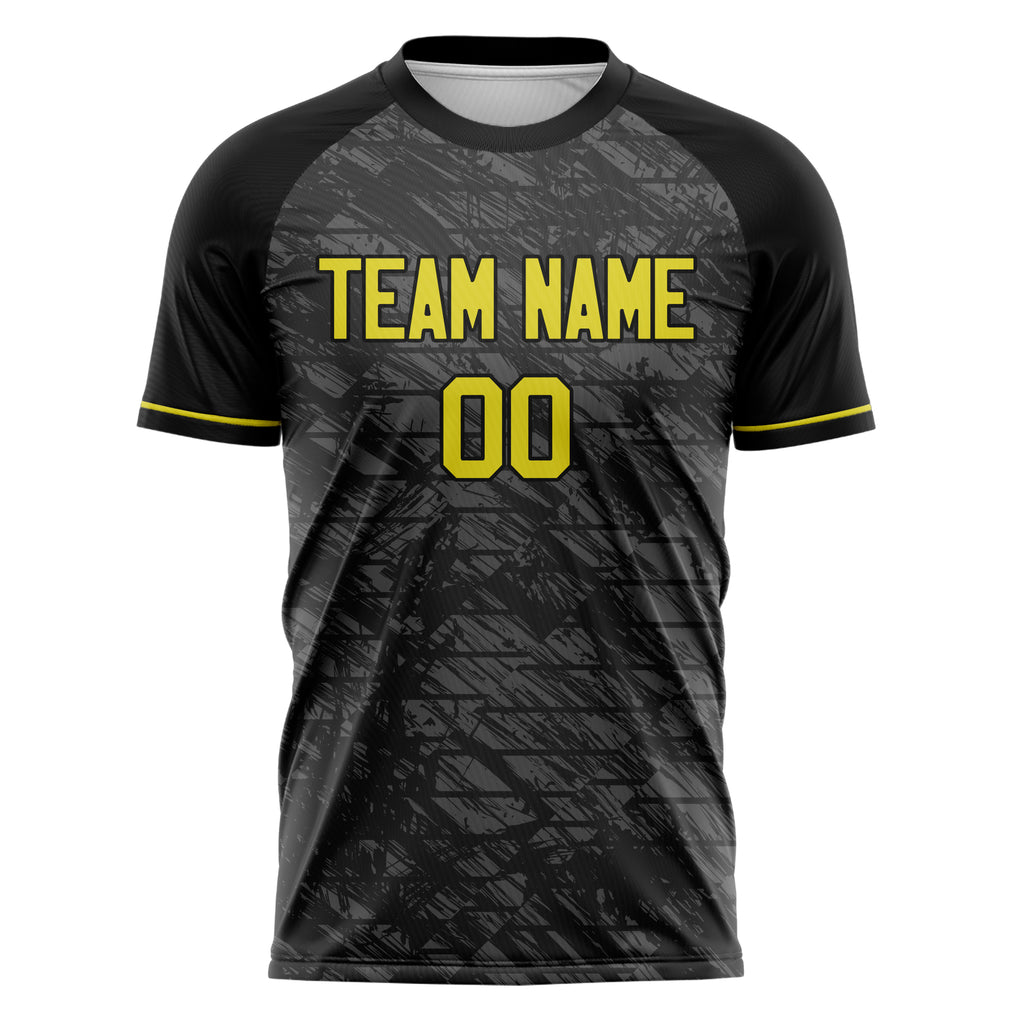 Personalized Black & Gold Pattern Soccer Jersey