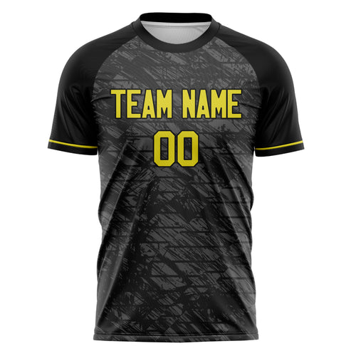 Personalized Black & Gold Pattern Soccer Jersey