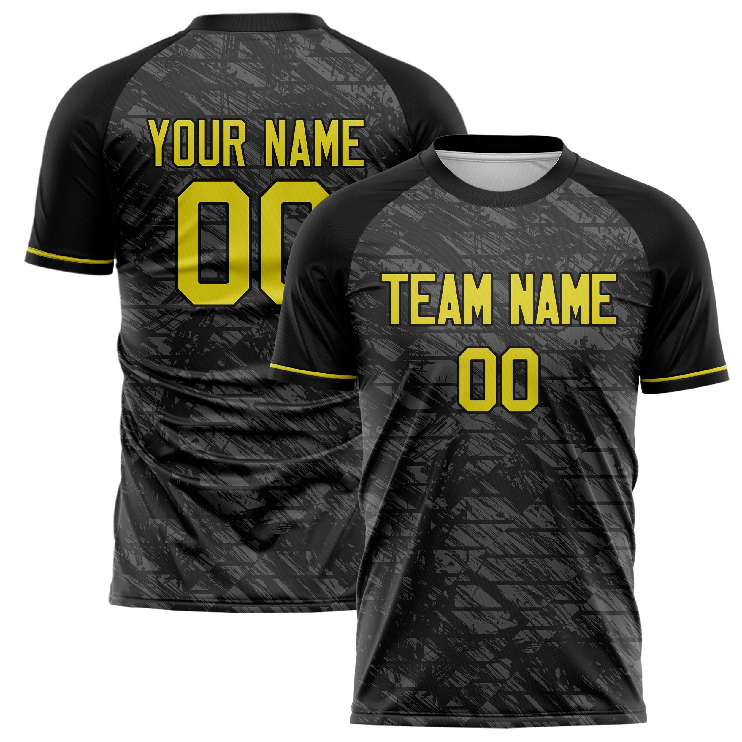 Personalized Black & Gold Pattern Soccer Jersey
