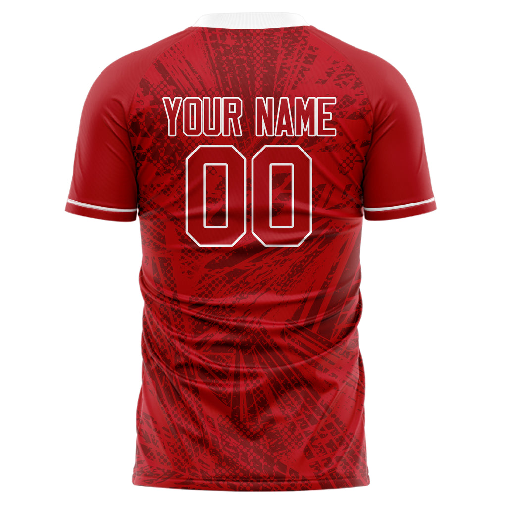 Personalized Red & White Pattern Soccer Jersey