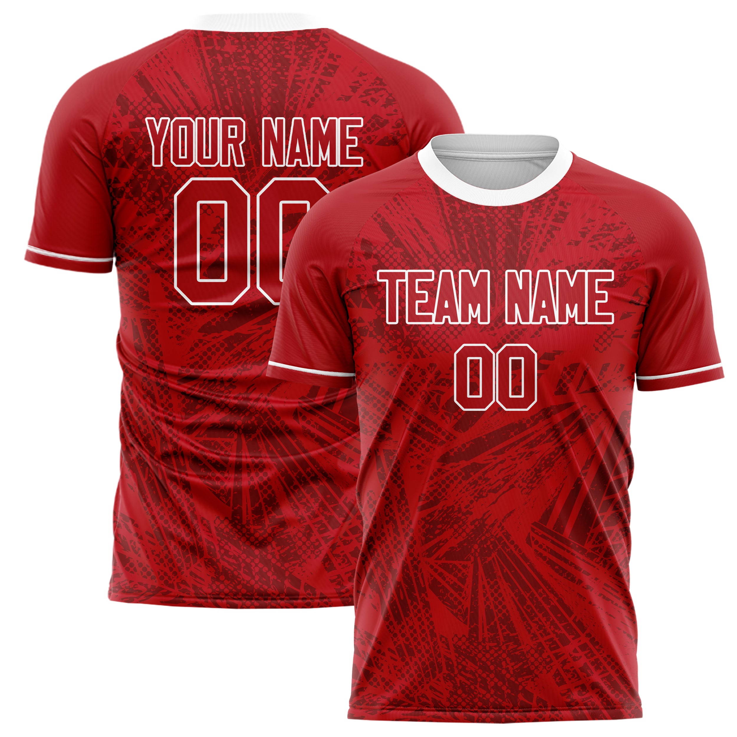 Personalized Red & White Pattern Soccer Jersey
