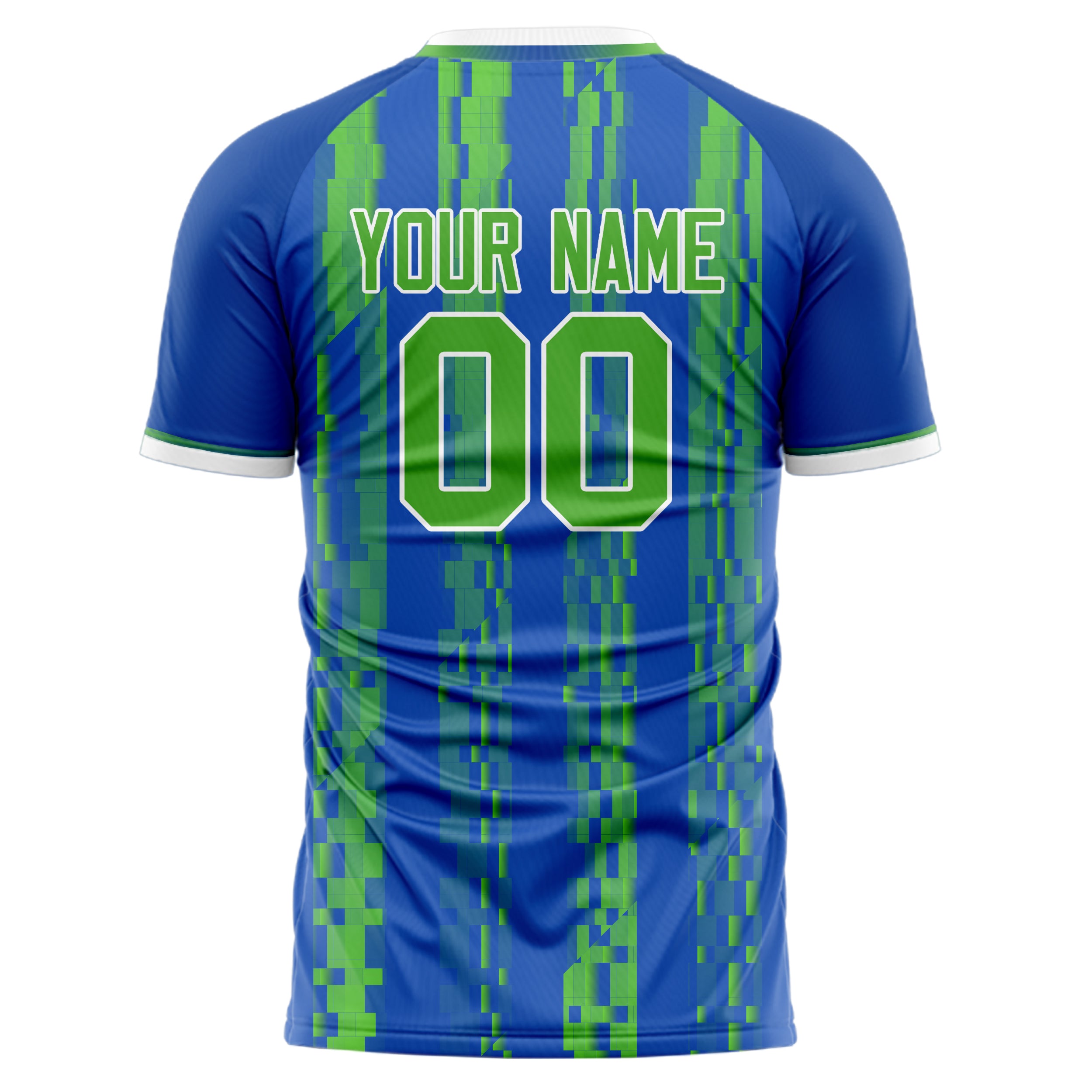 Personalized Royal & Neon Green Pattern Soccer Jersey