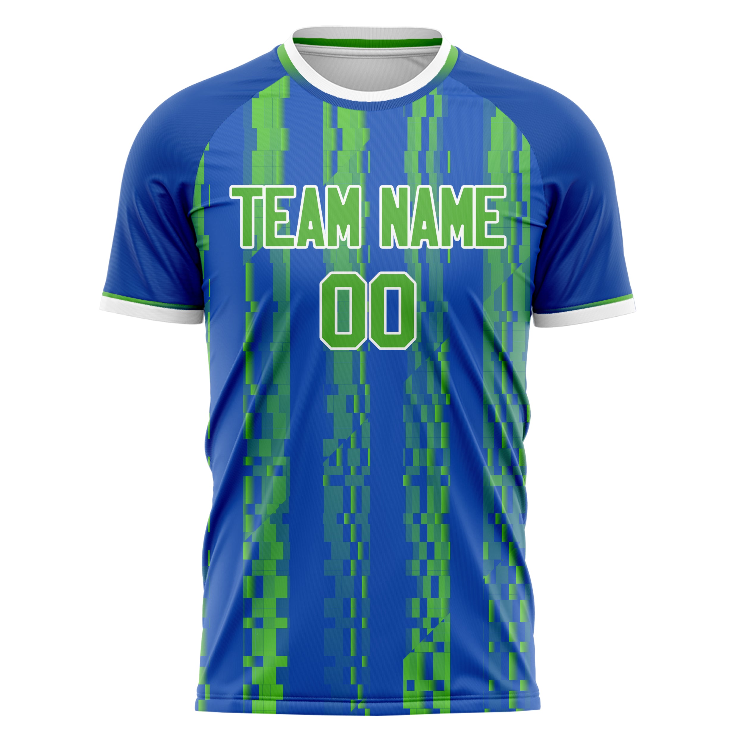 Personalized Royal & Neon Green Pattern Soccer Jersey