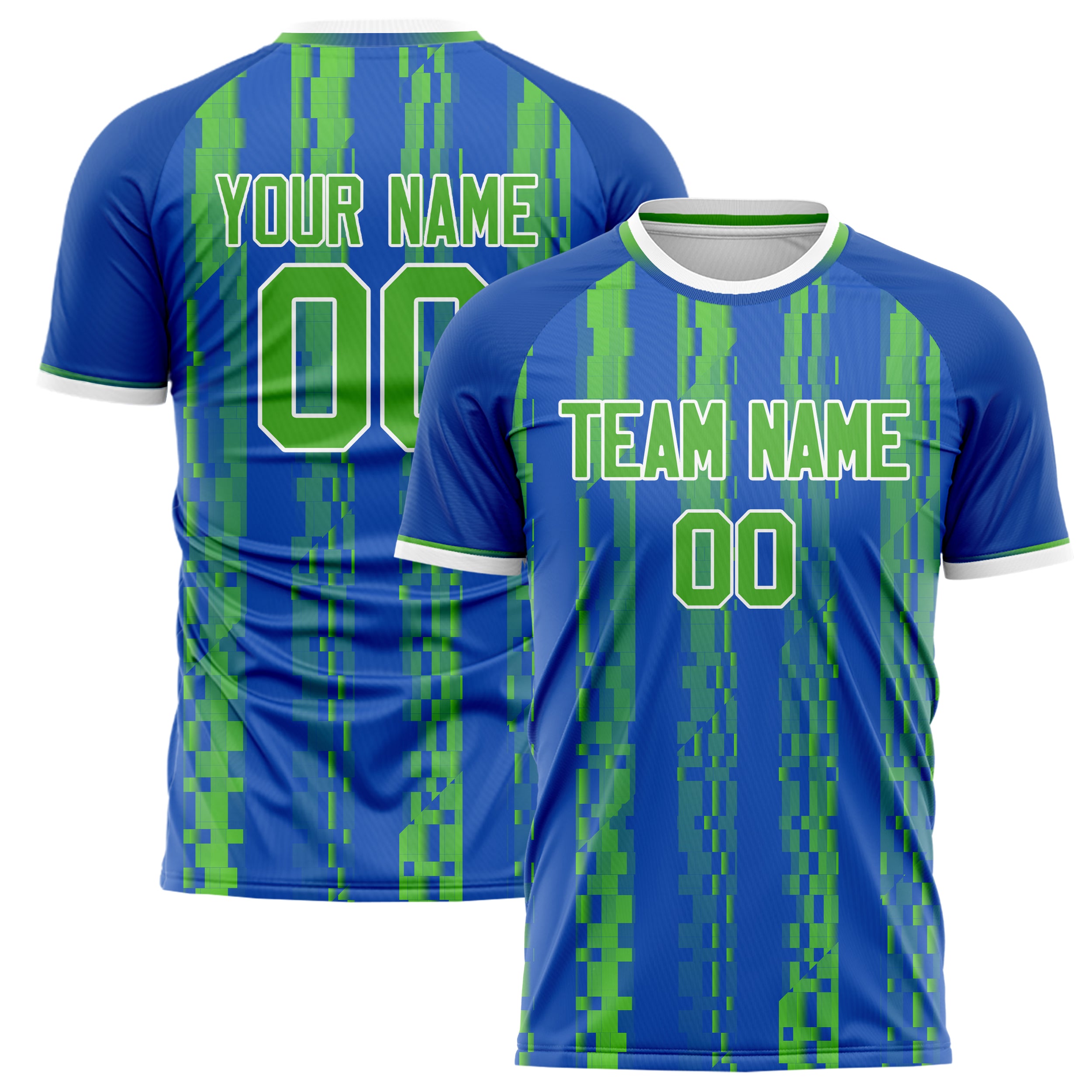 Personalized Royal & Neon Green Pattern Soccer Jersey