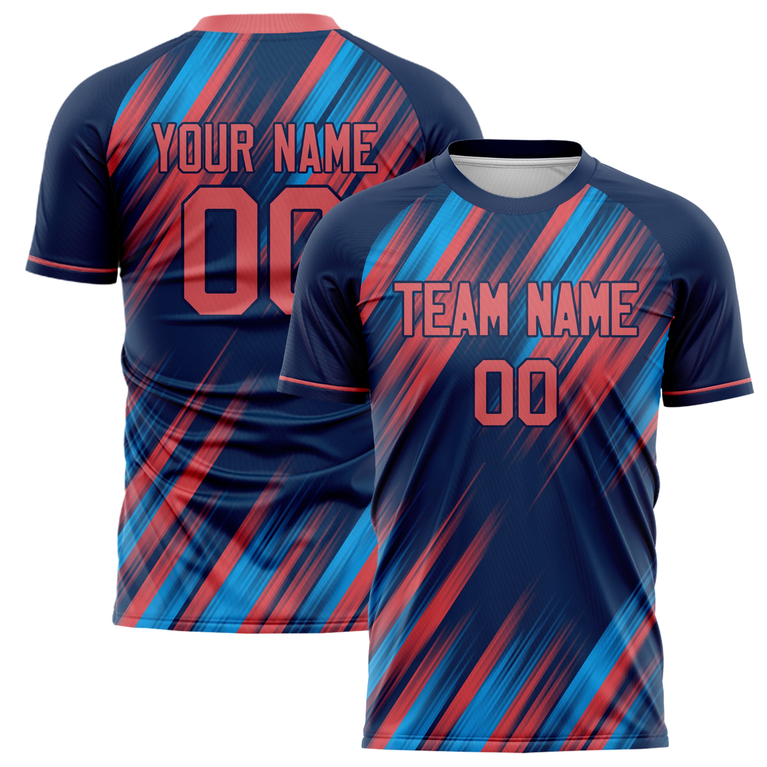 Personalized Navy & Pink Pattern Soccer Jersey