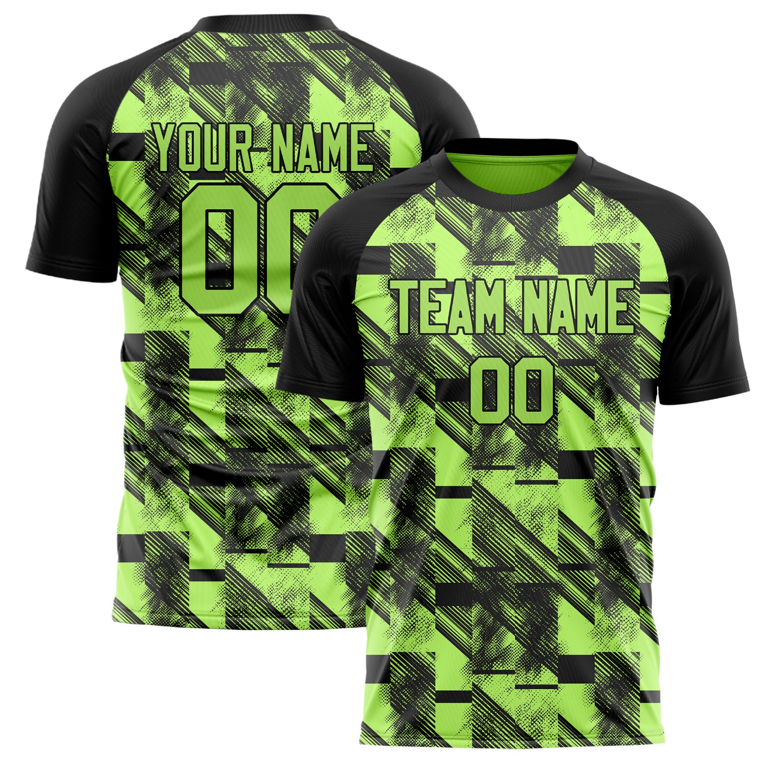 Personalized Green & Black Pattern Soccer Jersey