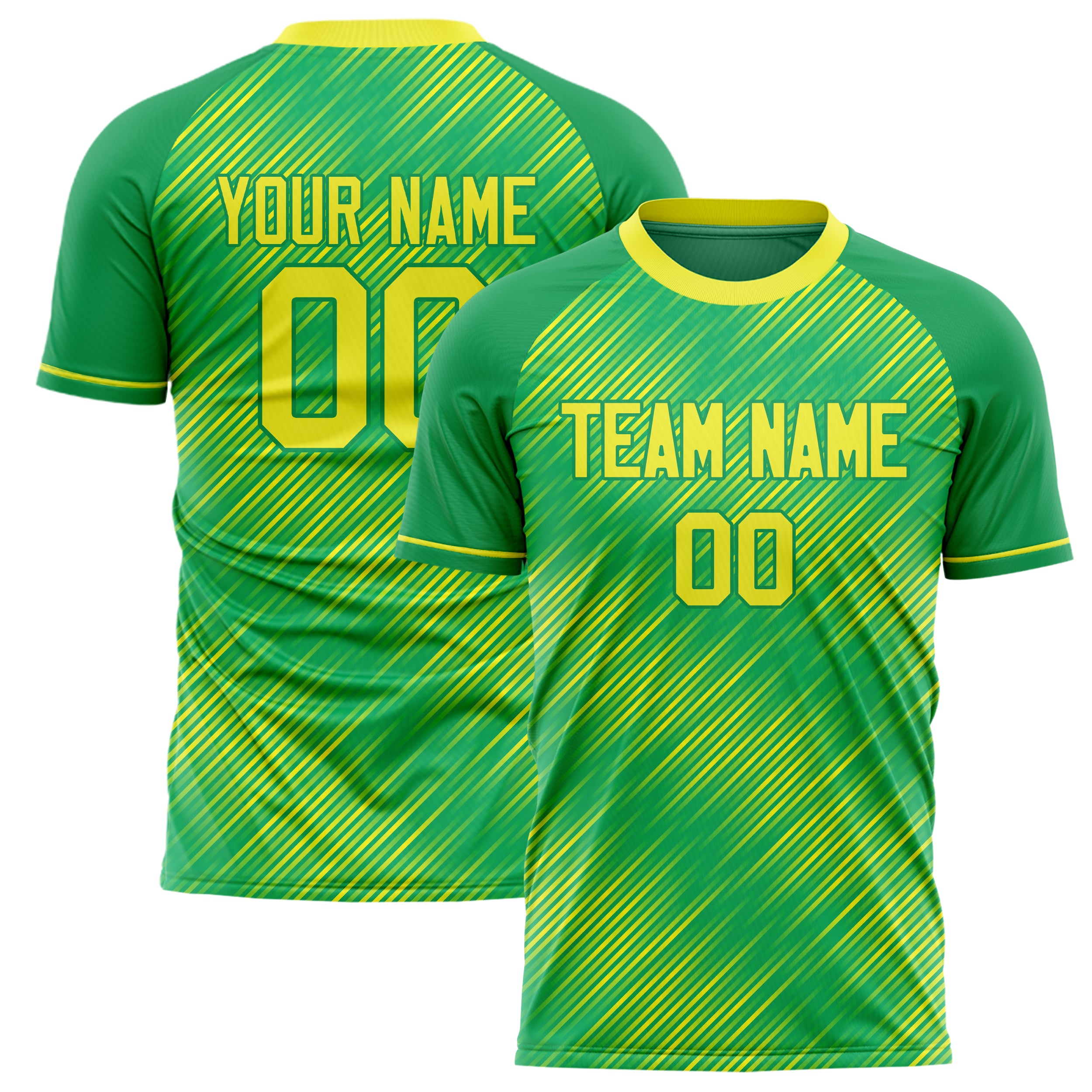 Personalized Green & Yellow Pattern Soccer Jersey