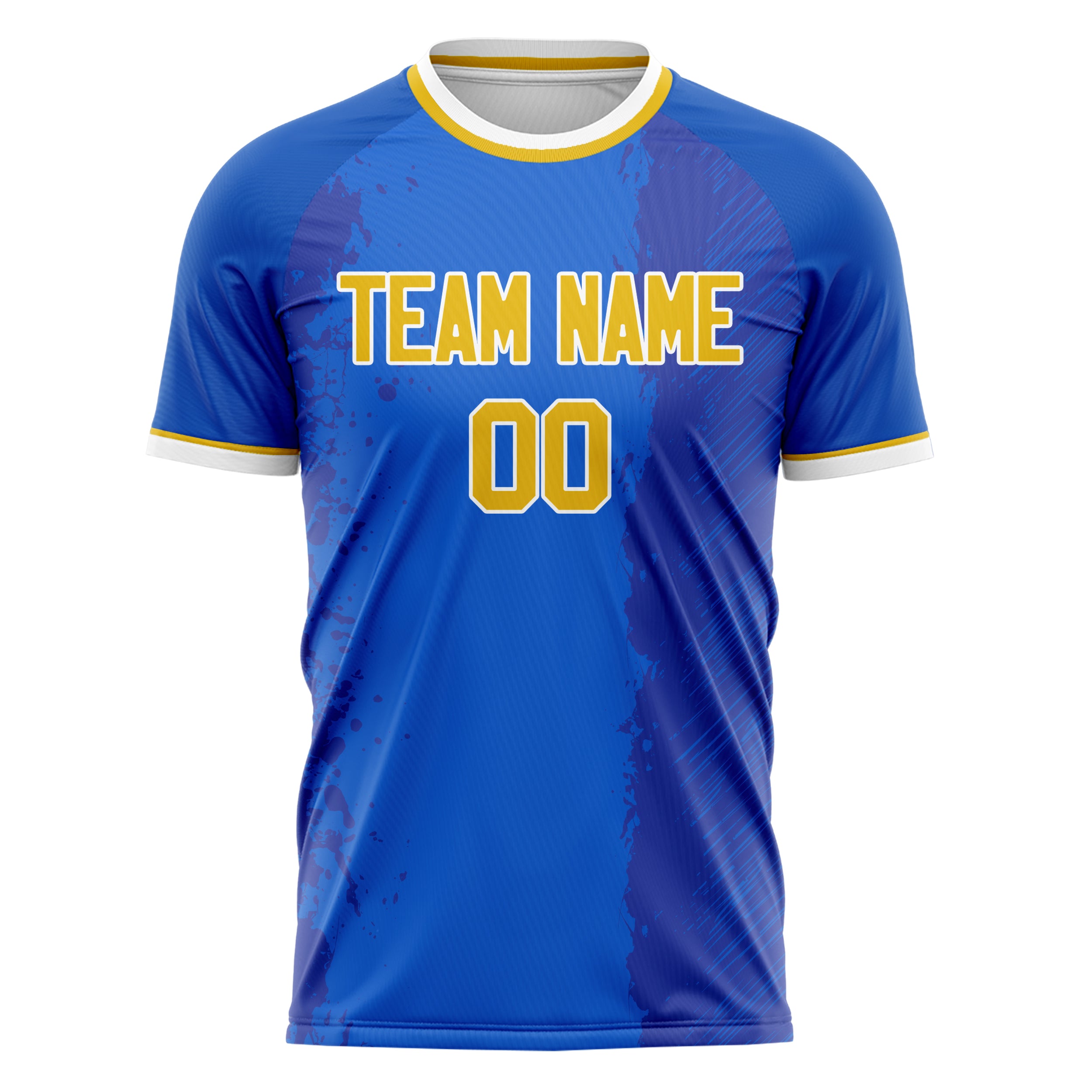 Personalized Blue & Gold Pattern Soccer Jersey