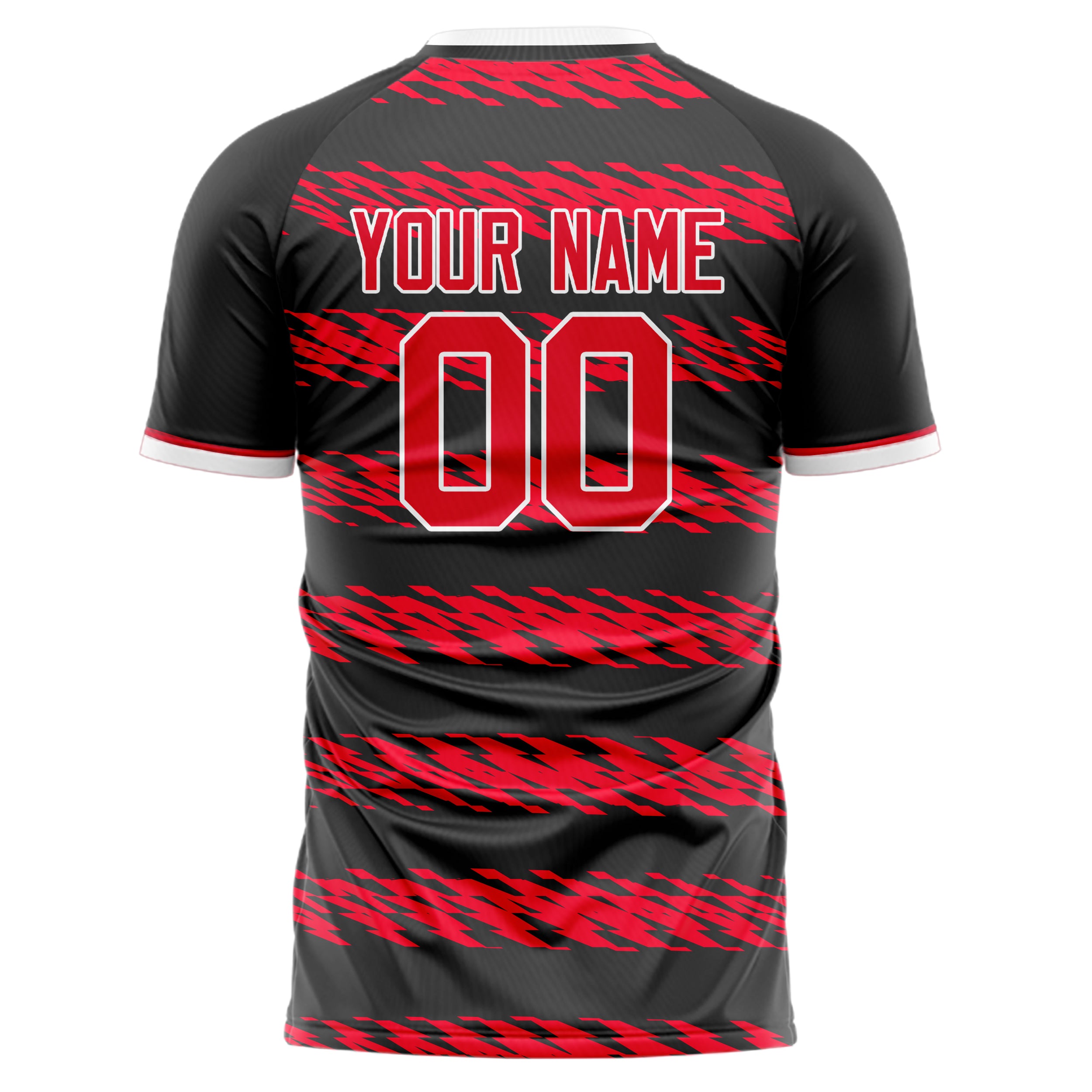 Personalized Black & Red Pattern Soccer Jersey