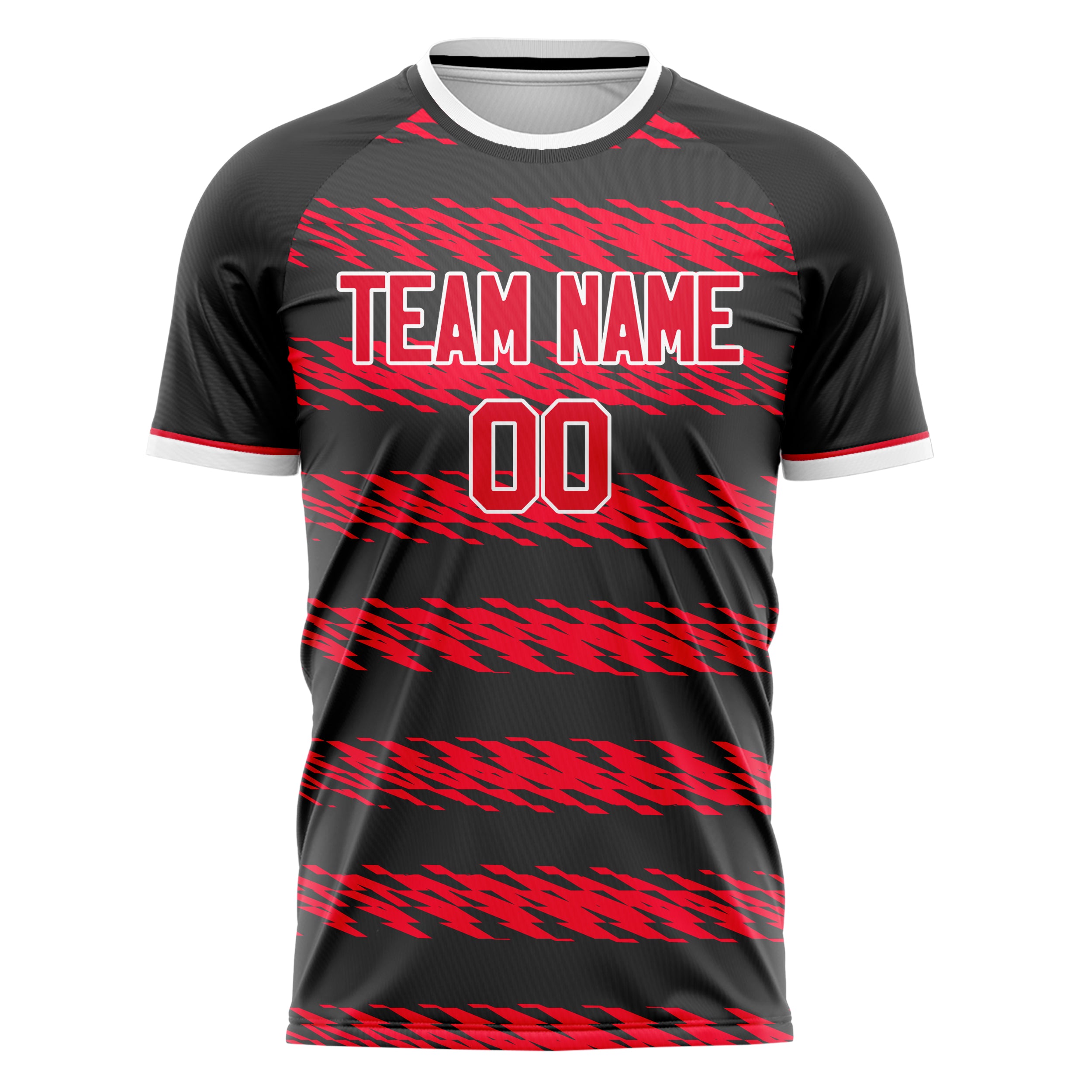 Personalized Black & Red Pattern Soccer Jersey