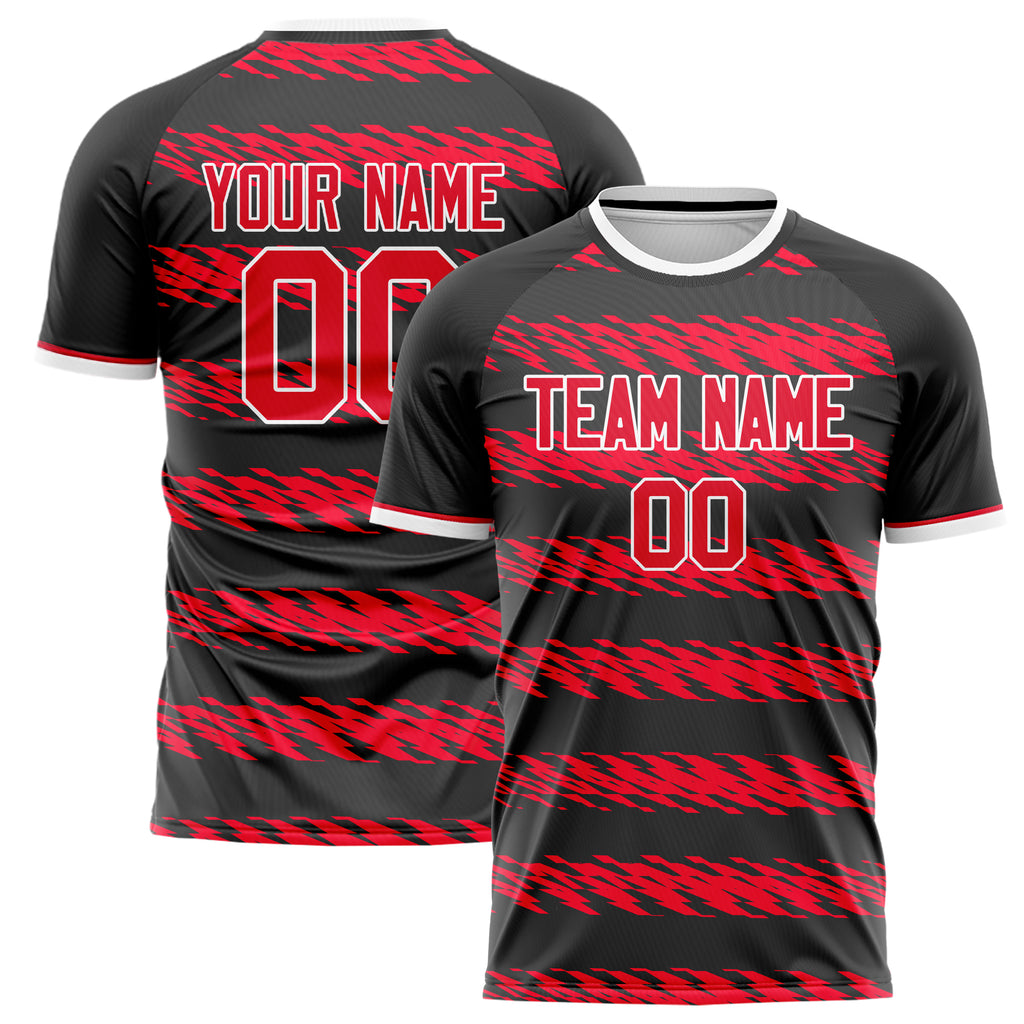 Personalized Black & Red Pattern Soccer Jersey