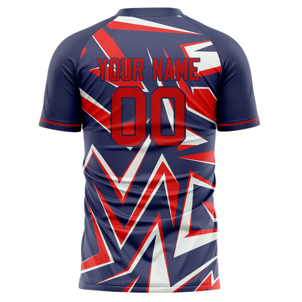 Personalized Navy & Red Pattern Soccer Jersey