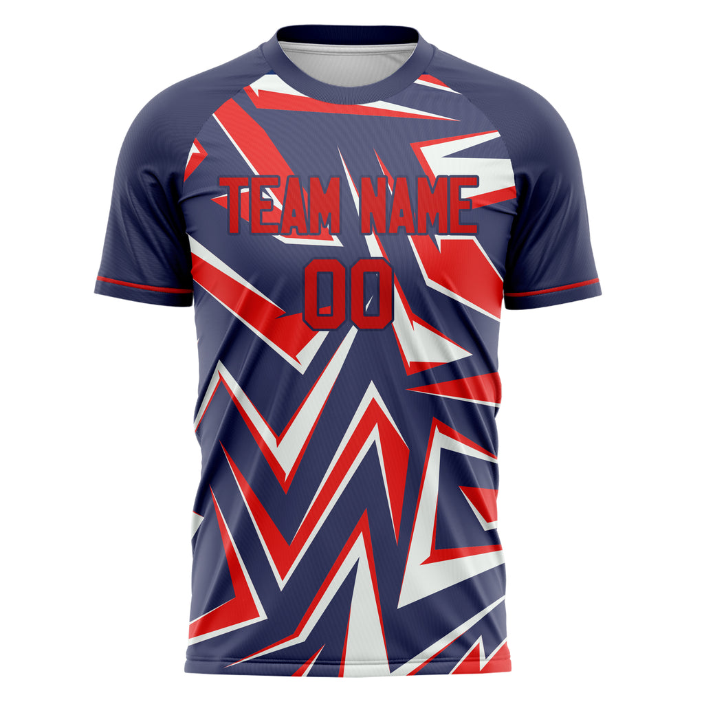 Personalized Navy & Red Pattern Soccer Jersey