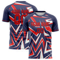 Personalized Navy & Red Pattern Soccer Jersey