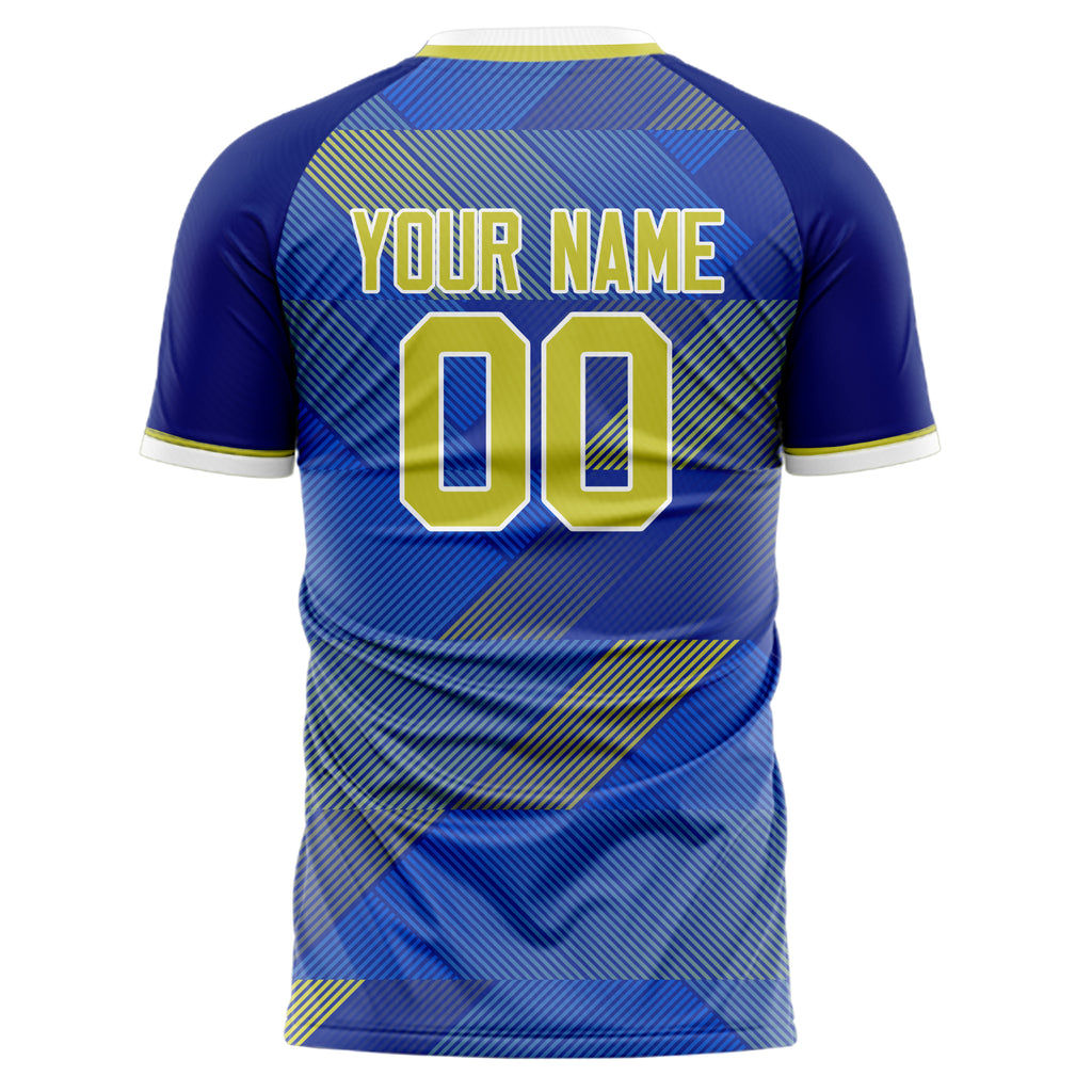 Personalized Royal & Yellow Pattern Soccer Jersey
