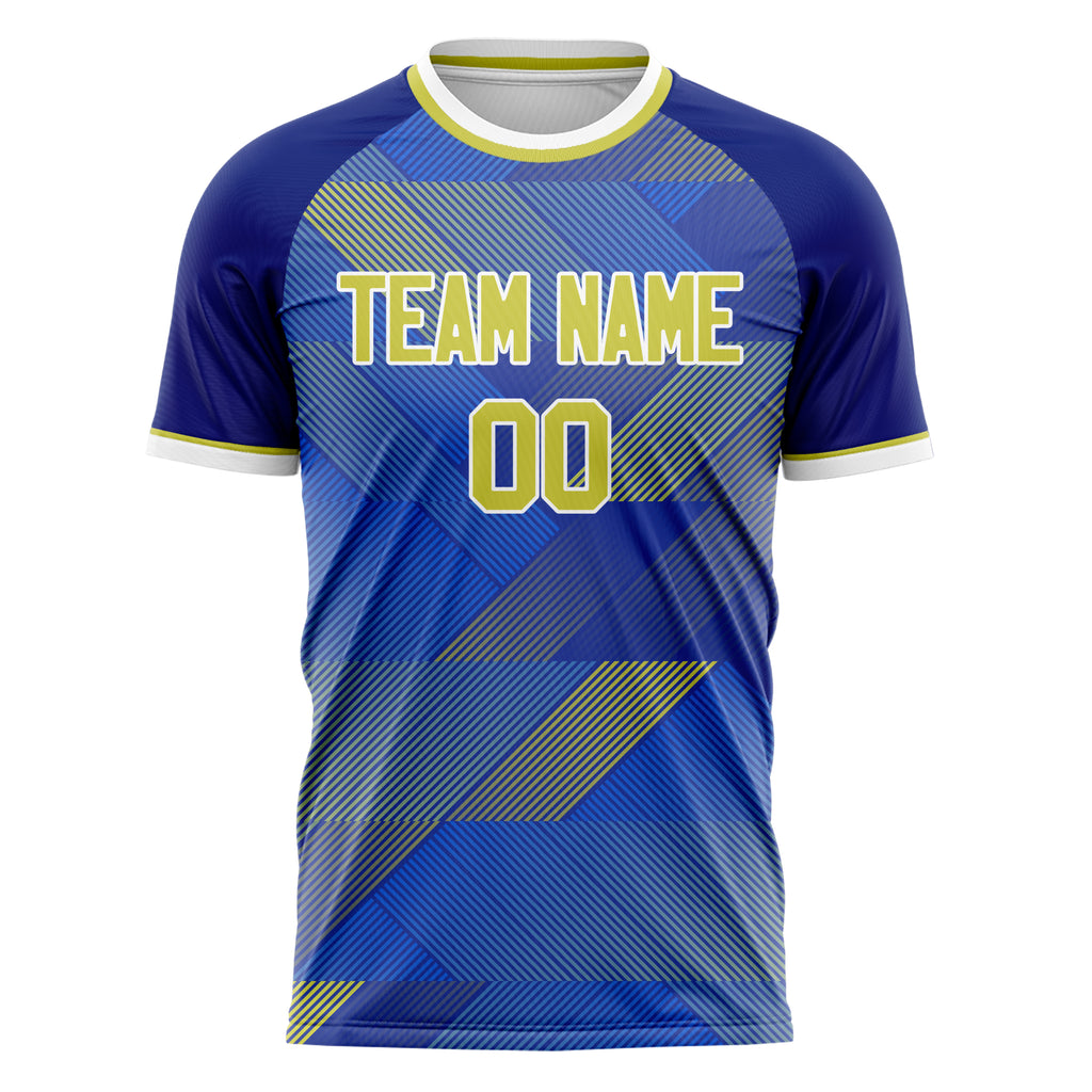 Personalized Royal & Yellow Pattern Soccer Jersey