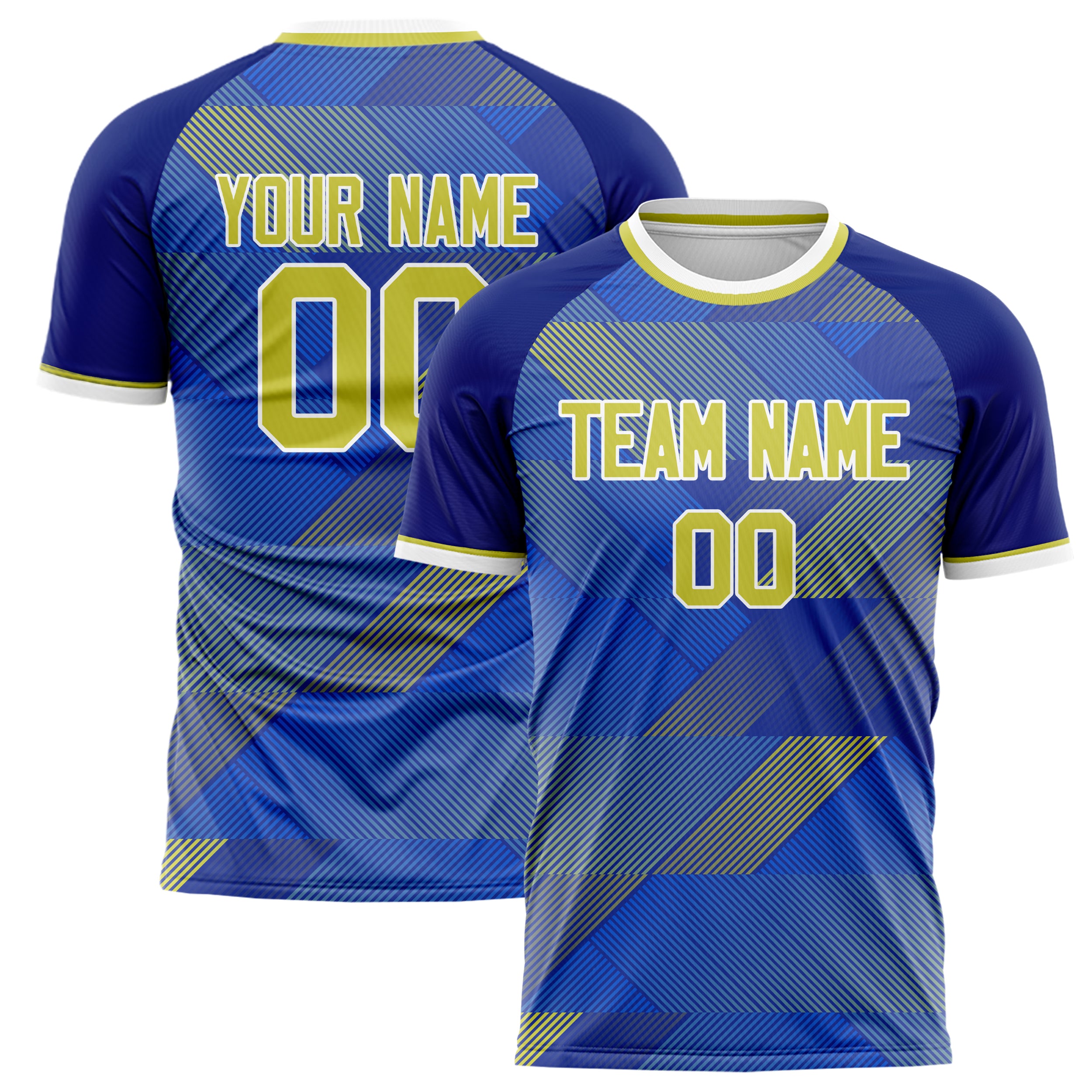 Personalized Royal & Yellow Pattern Soccer Jersey