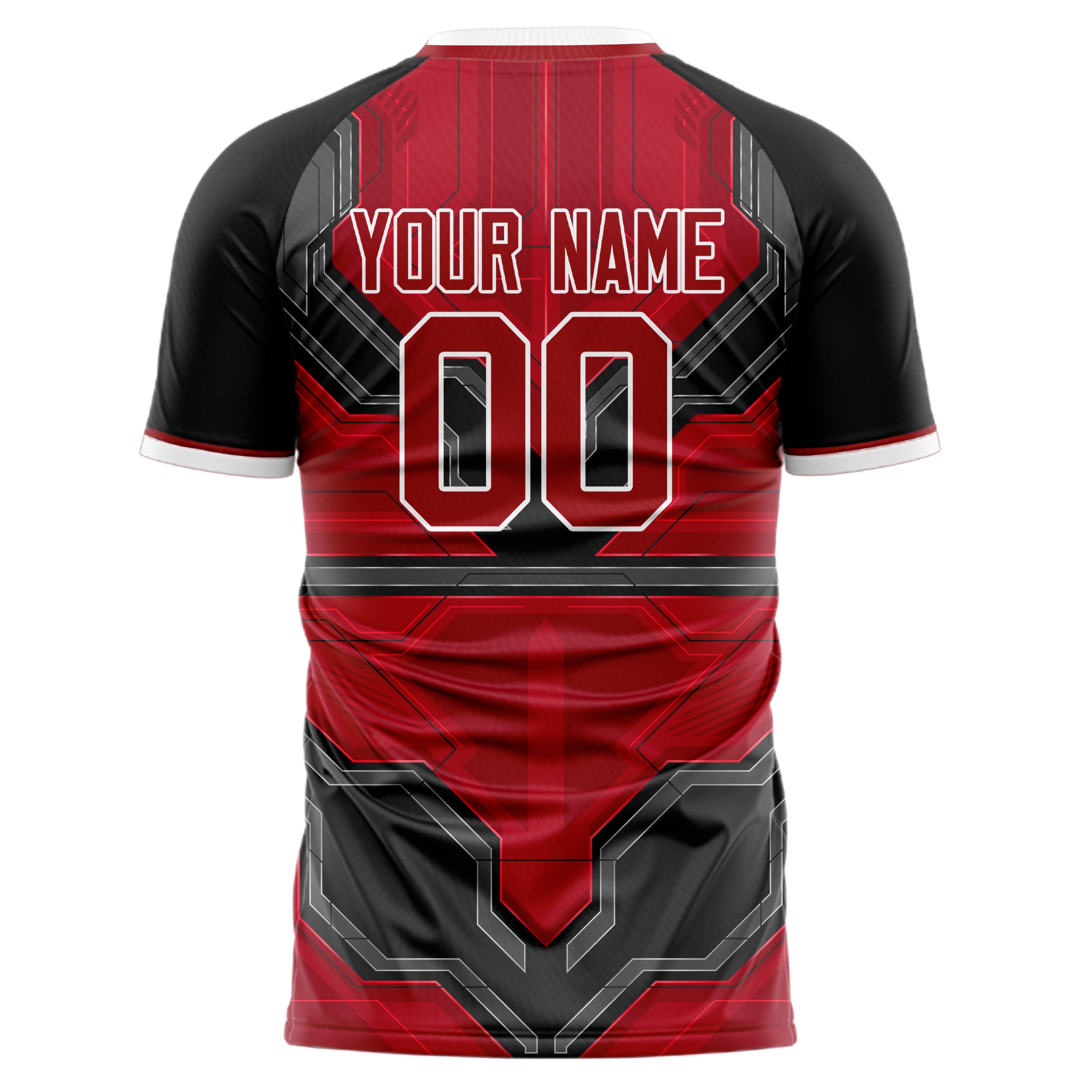 Personalized Red & Black Pattern Soccer Jersey