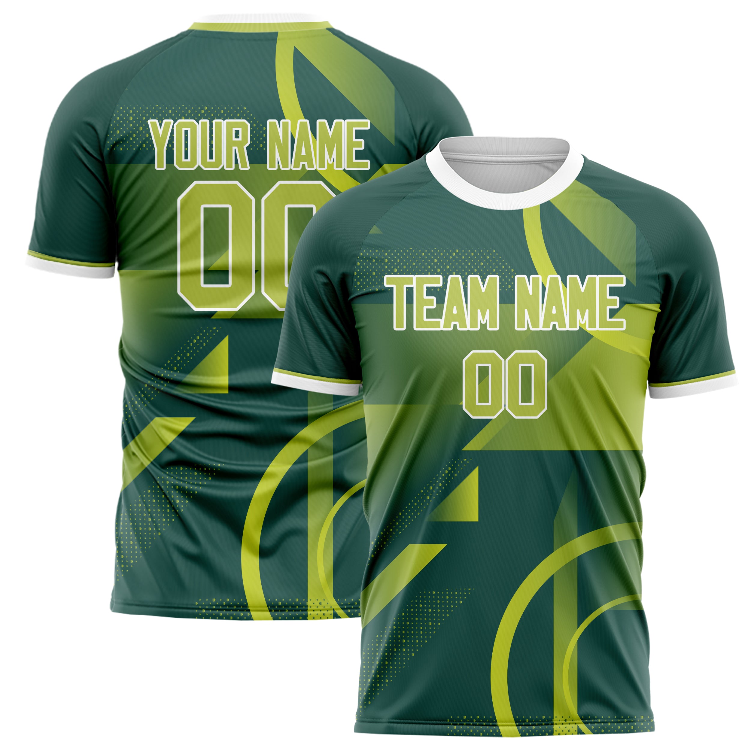 Personalized Green & White Pattern Soccer Jersey