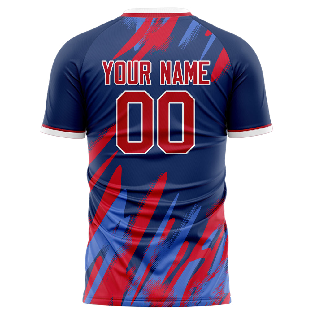 Personalized Navy & Red Pattern Soccer Jersey