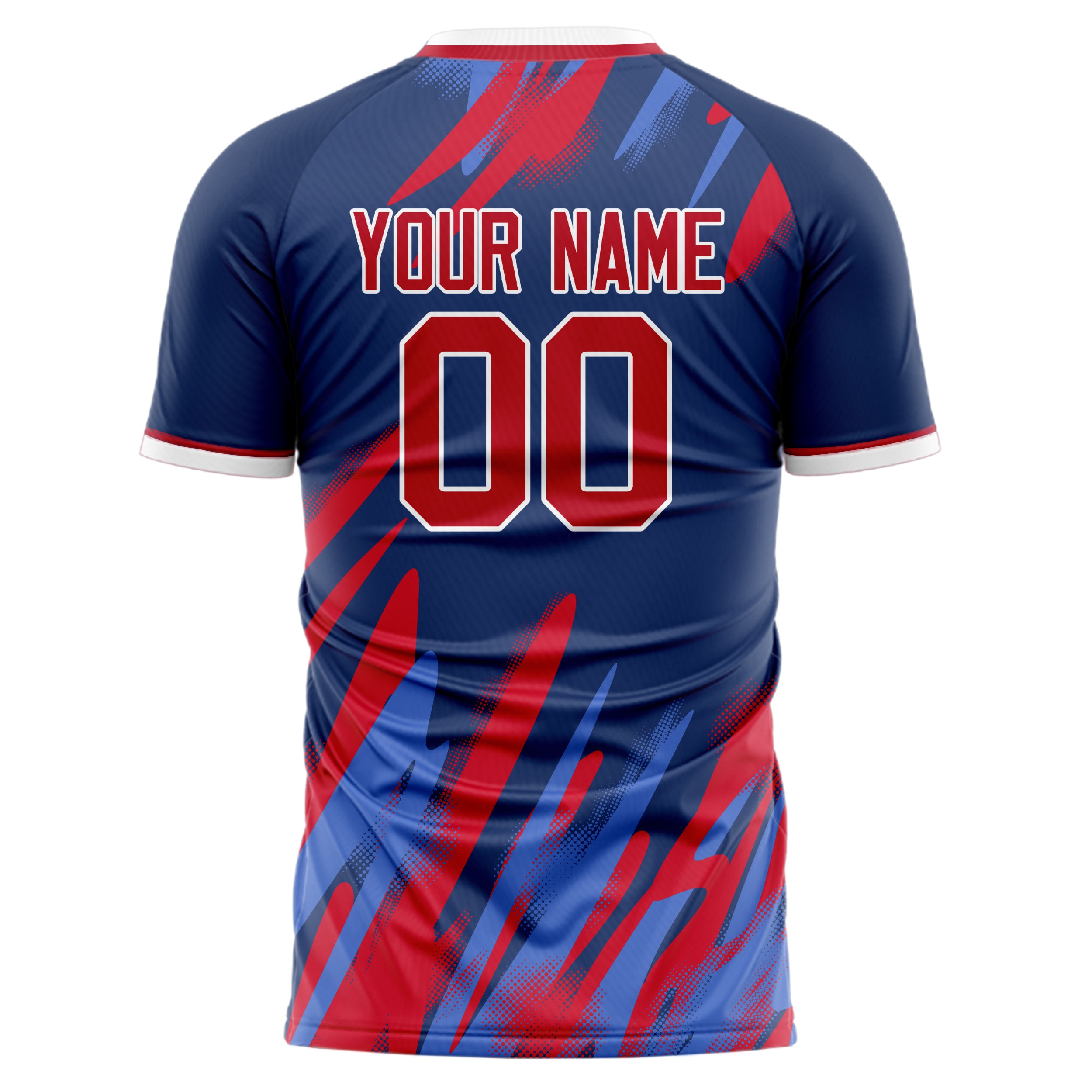 Personalized Navy & Red Pattern Soccer Jersey