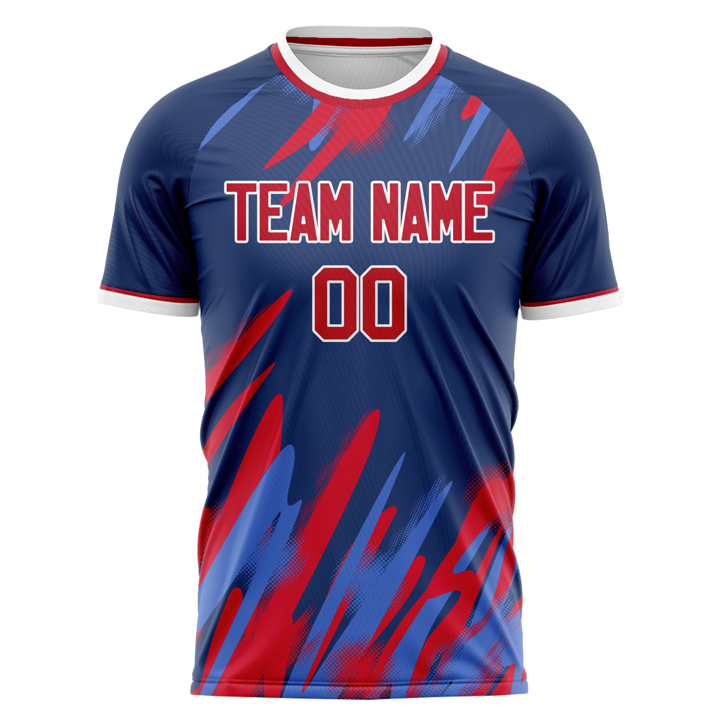 Personalized Navy & Red Pattern Soccer Jersey