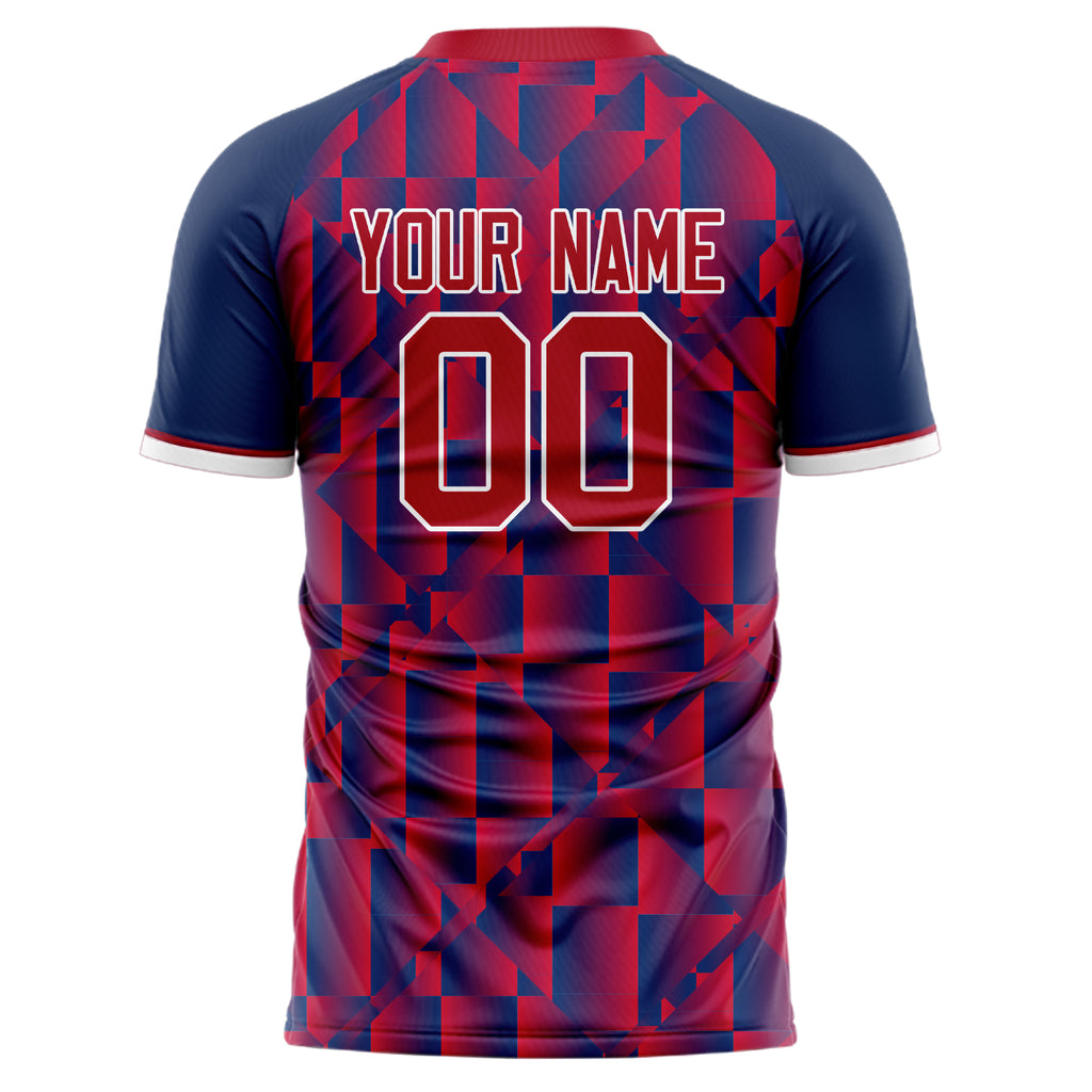 Personalized Red & Navy Pattern Soccer Jersey