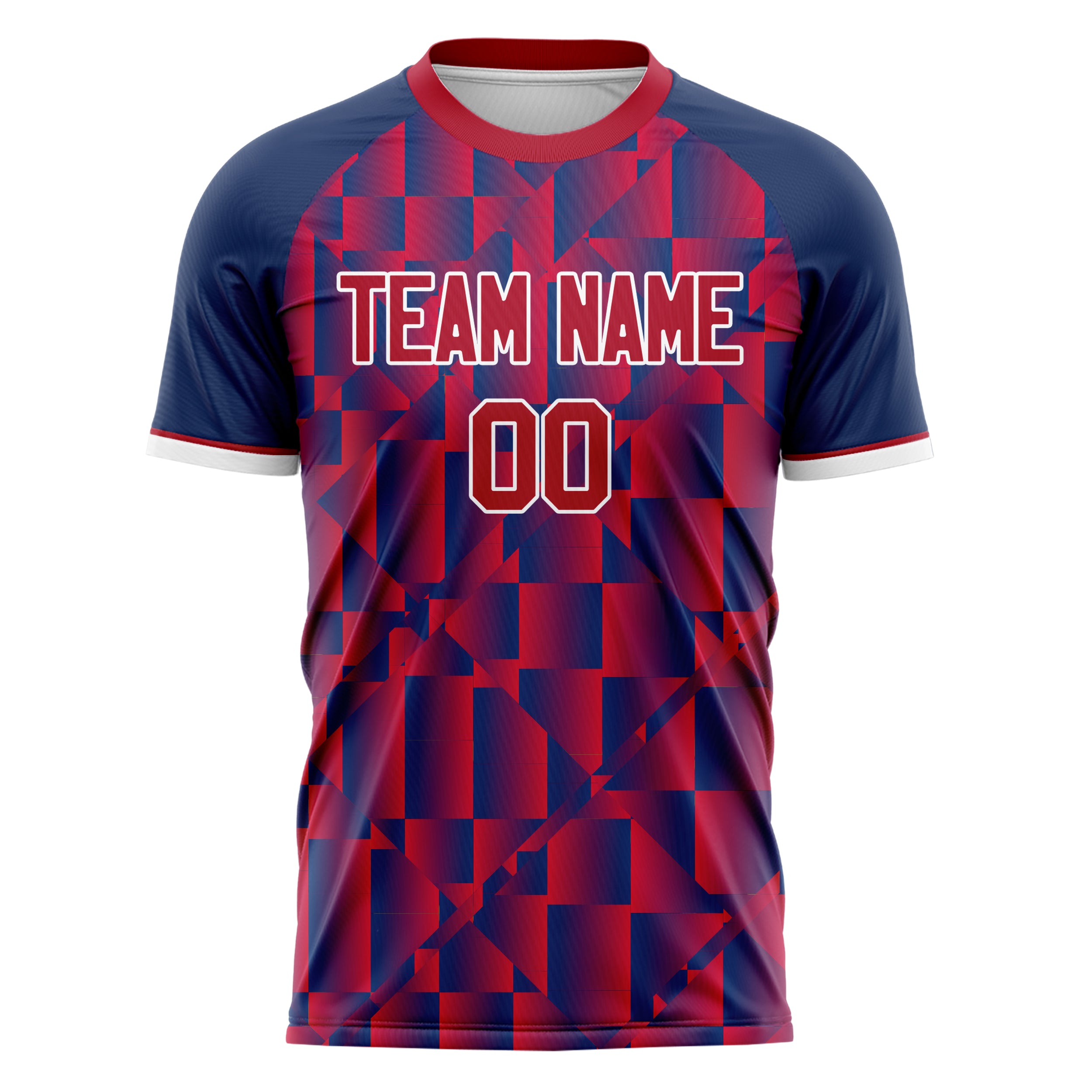 Personalized Red & Navy Pattern Soccer Jersey